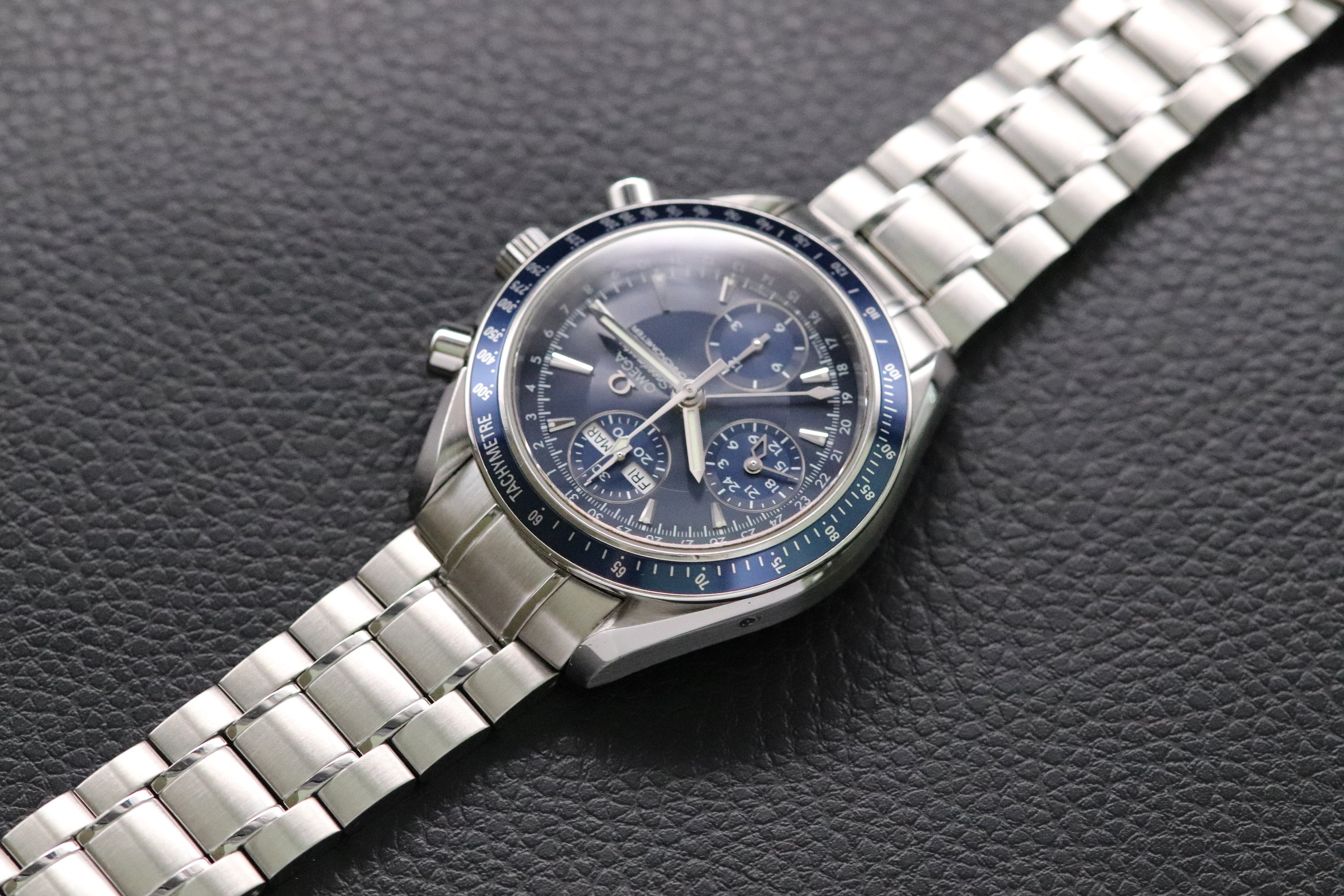 Omega Speedmaster Triple Date 3222.80 Blue Dial 2008 Papers