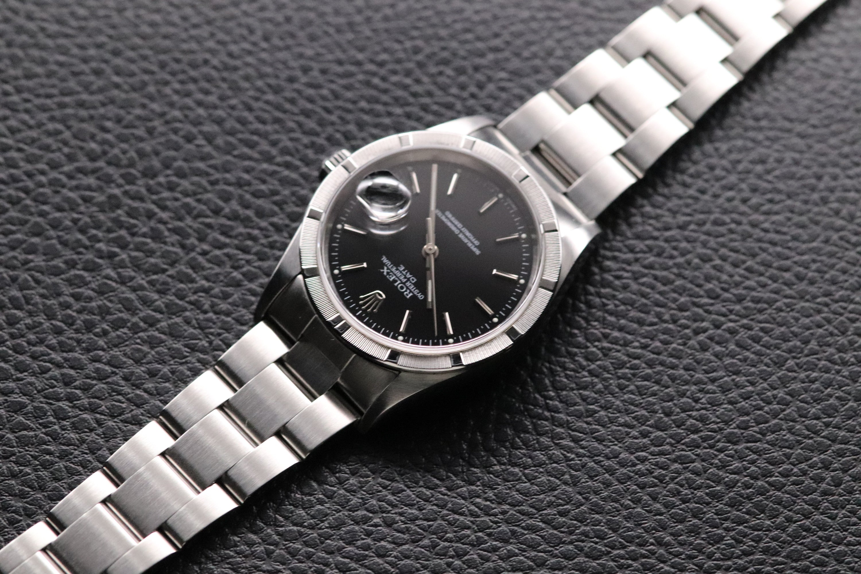Rolex Date 15210 Black Dial Fullset 2002 Box+Papers