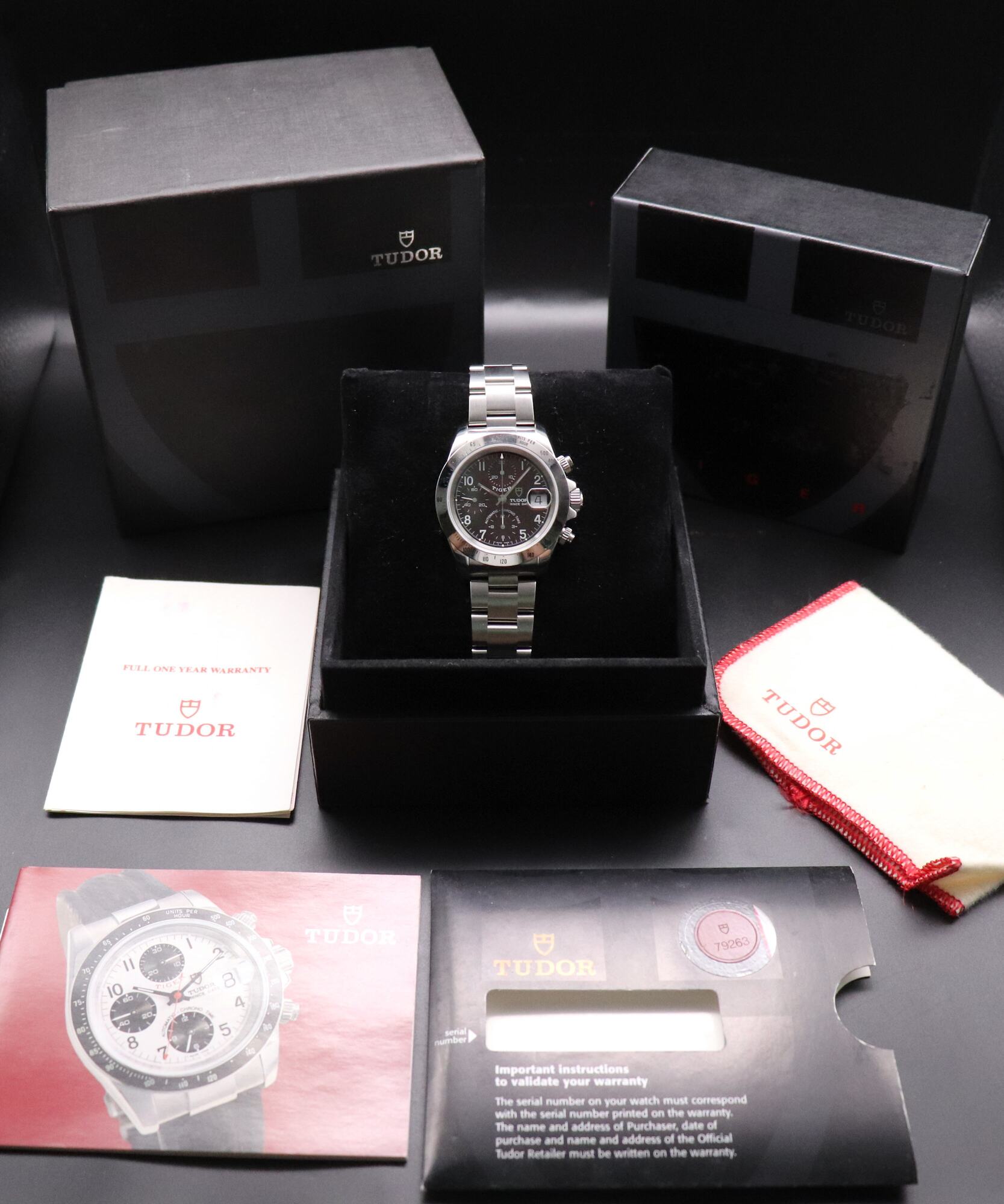 Tudor Prince Date 79280 Bordeaux Dial Fullset 1999 Box+Papers