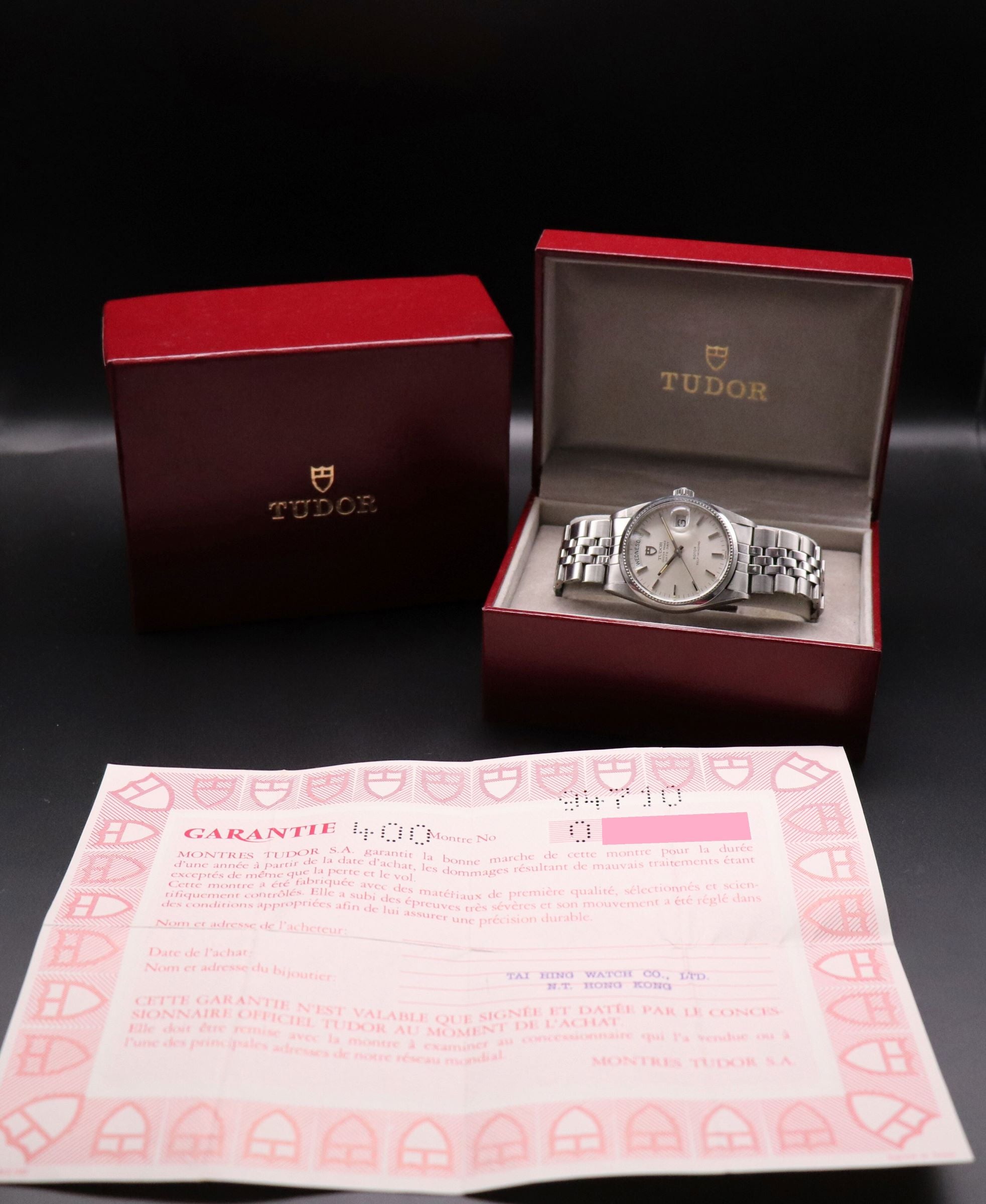 Tudor Prince Date-Day 94710 Silver Fullset 1985 Box+Paper