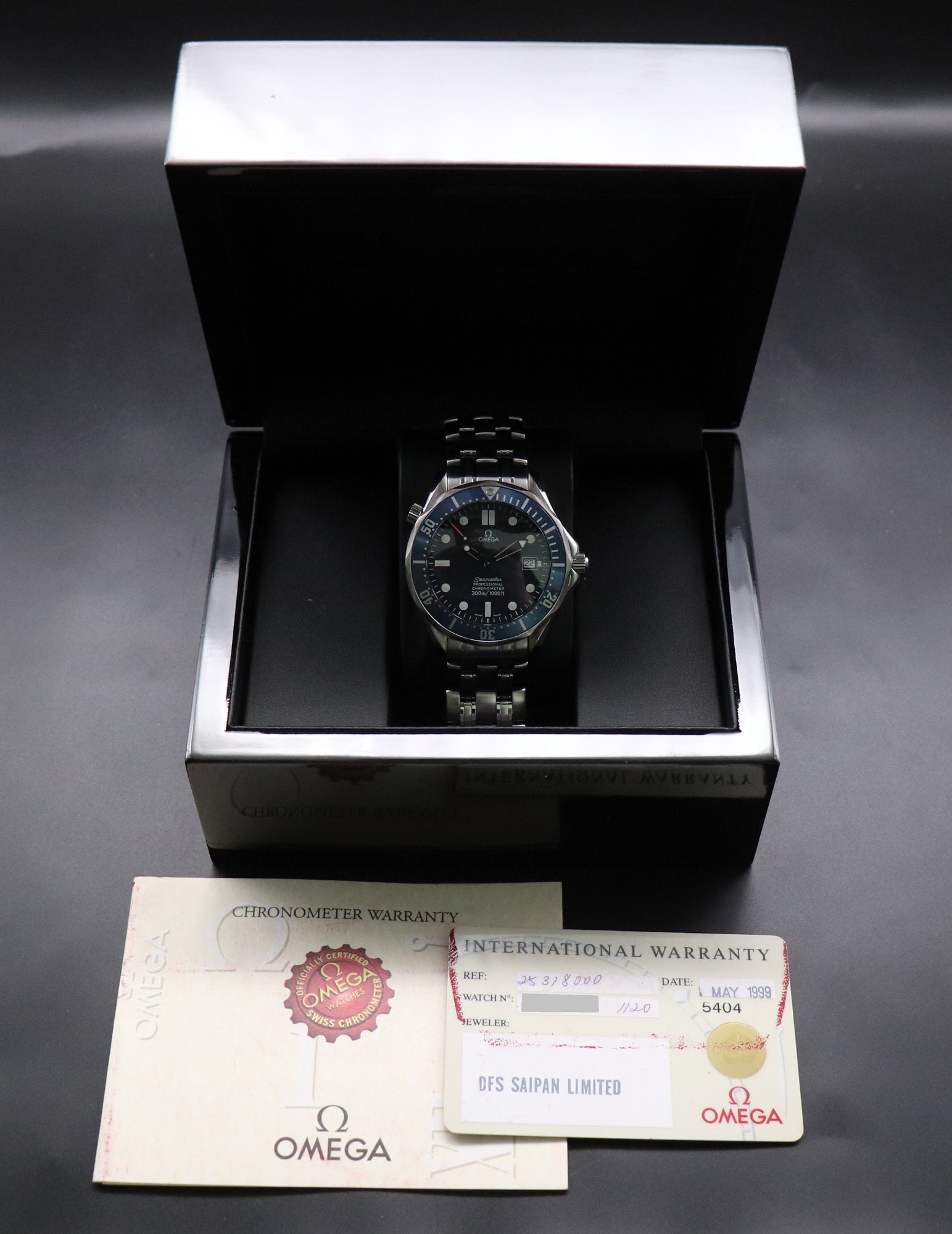 Omega Seamaster 2531.80 James Bond 1999 Papers