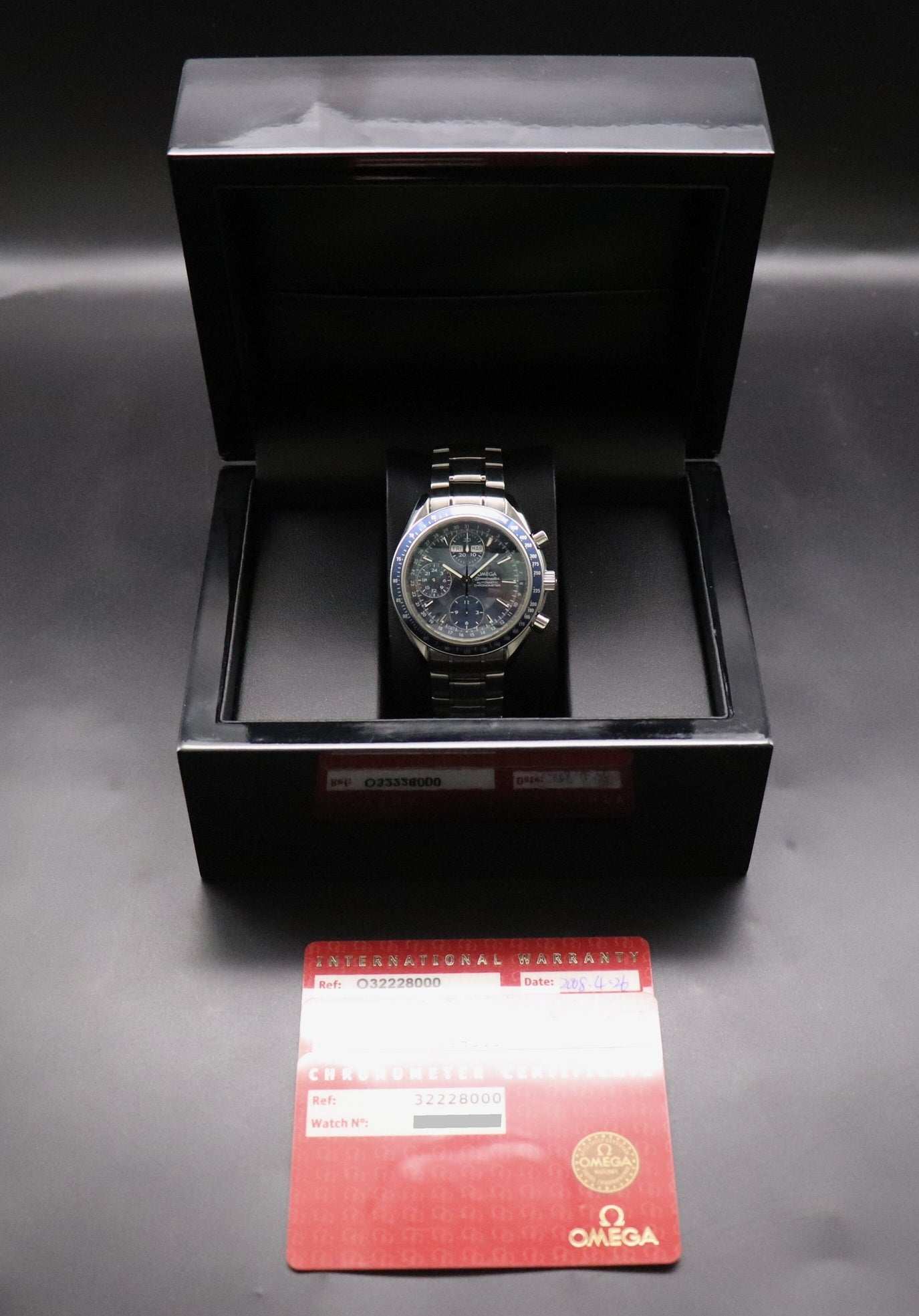 Omega Speedmaster Triple Date 3222.80 Blue Dial 2008 Papers