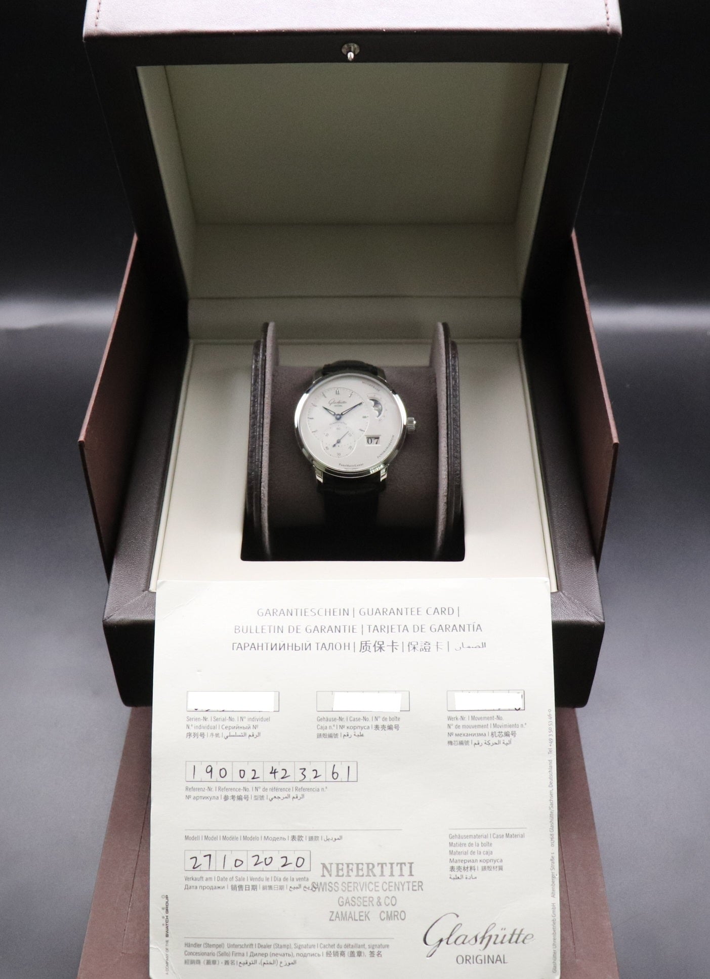 Glashütte Original PantoMaticLunar 19002423261 Fullset 2020 Box+Papers Extra Leather Strap