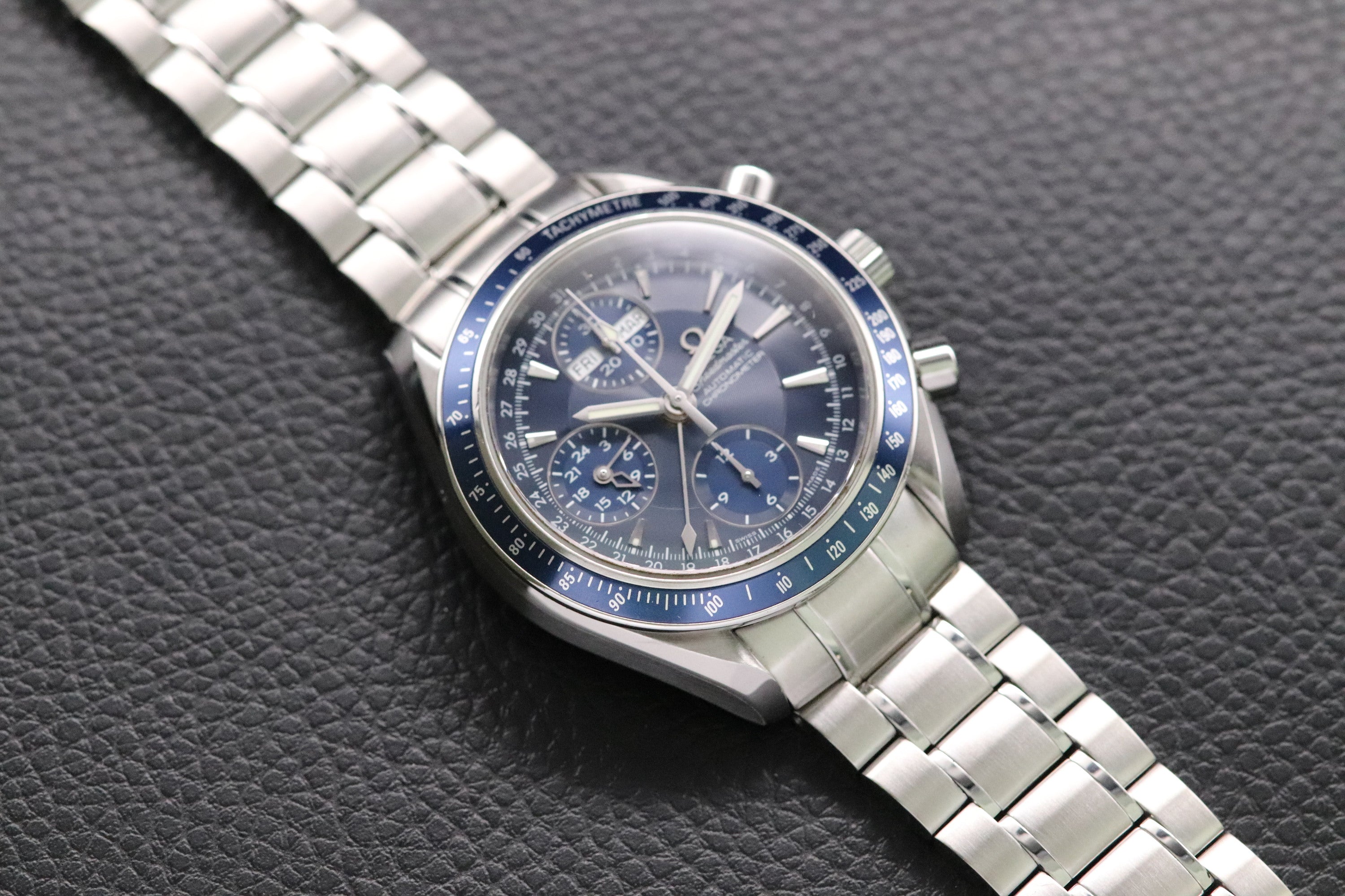 Omega Speedmaster Triple Date 3222.80 Blue Dial 2008 Papers