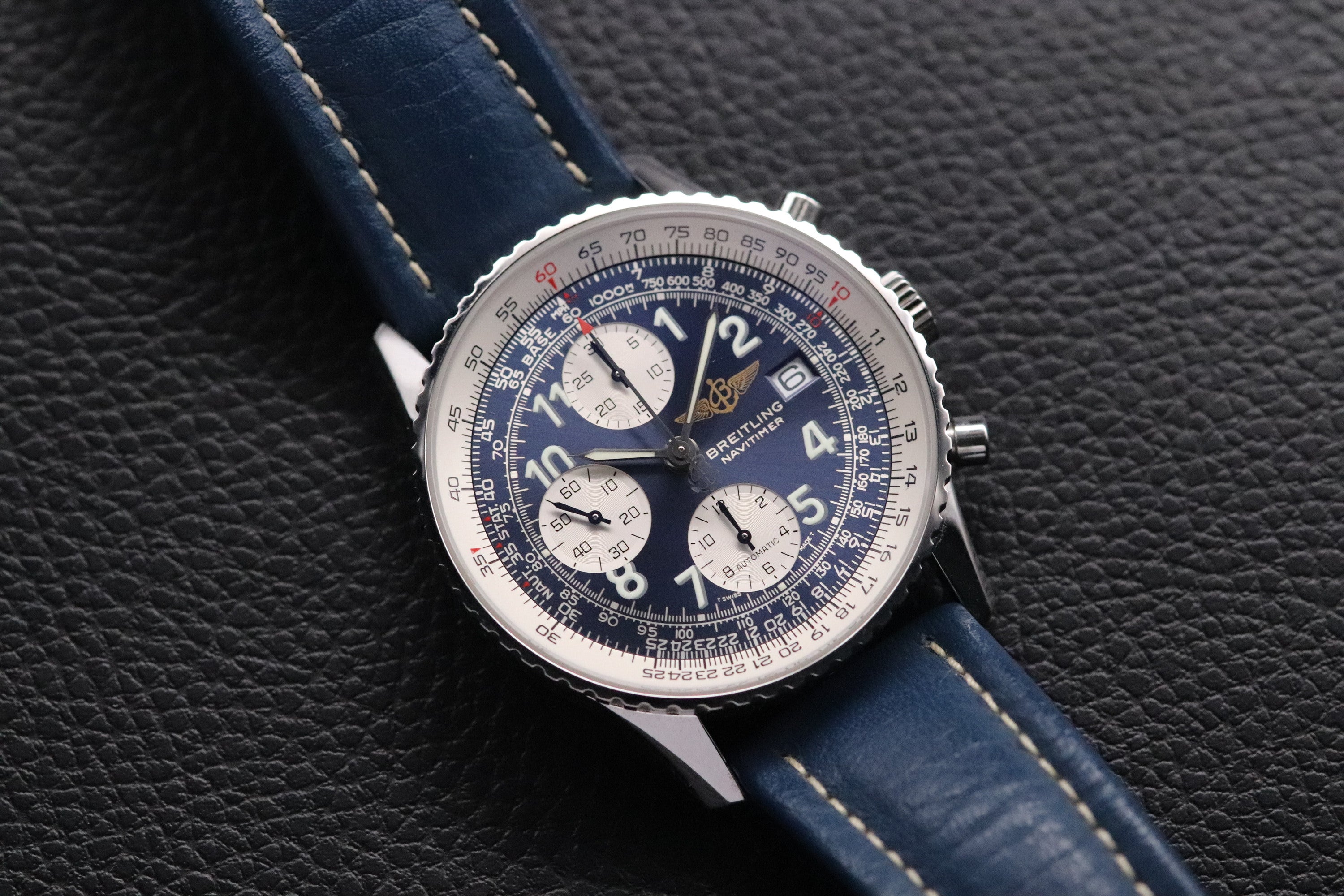 Breitling Old Navitimer A13322 Chronograph Blue Dial 2002 Box