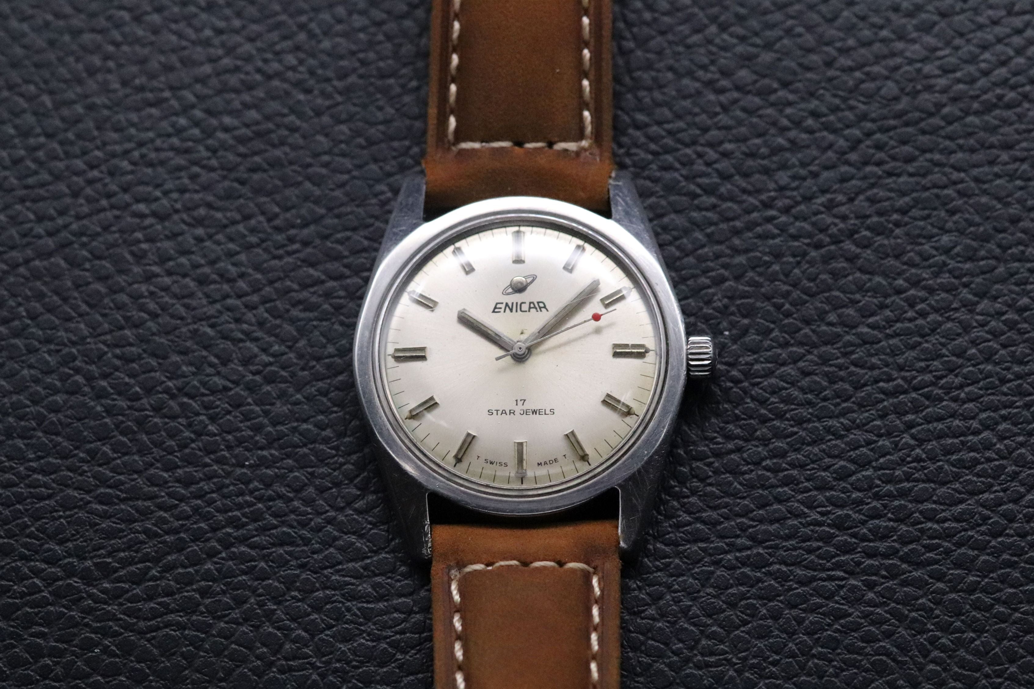 Enicar Ocean Pearl 160-39-03B Big Crown Cream Dial 1970