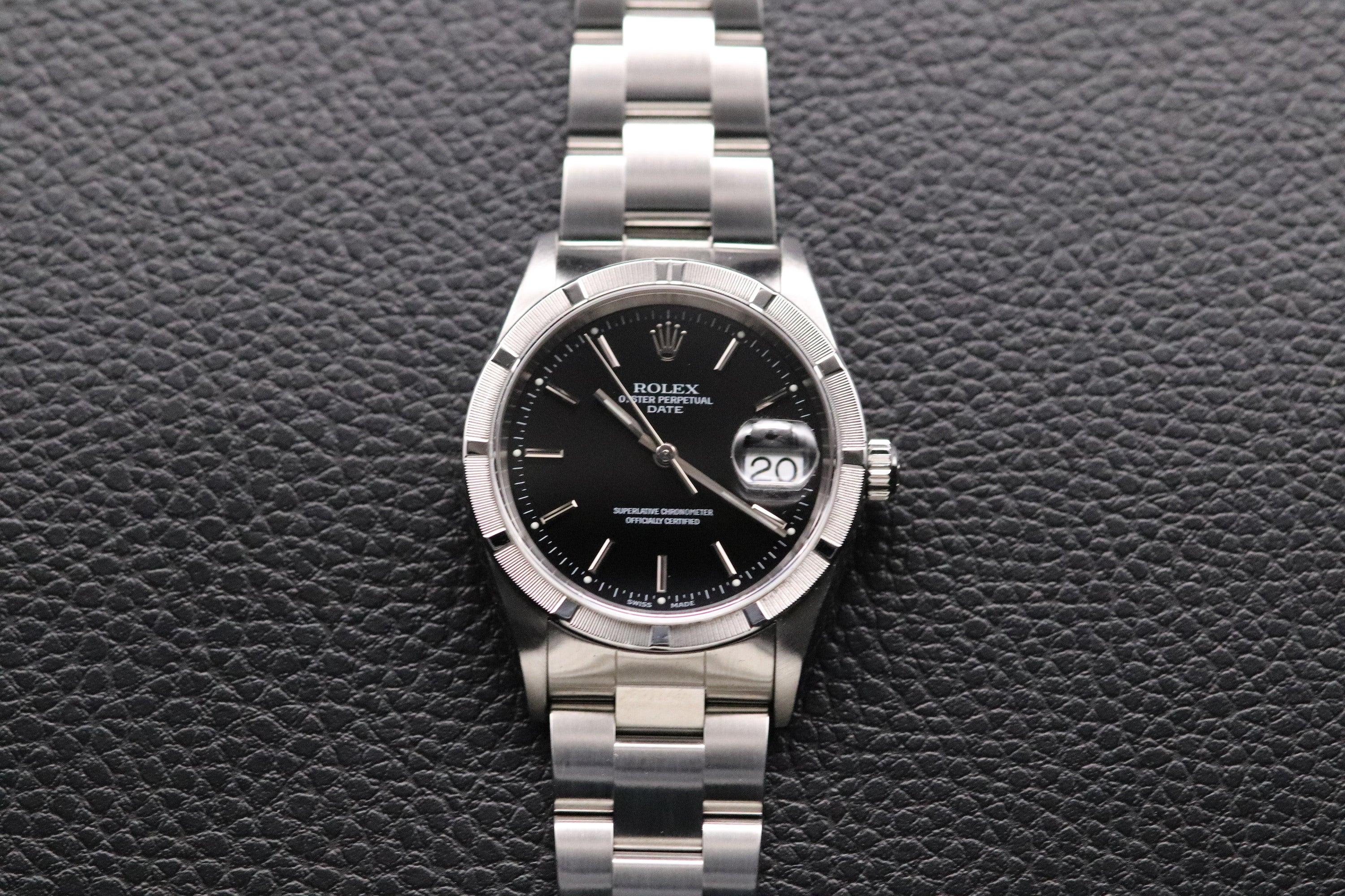 Rolex Date 15210 Black Dial Fullset 2002 Box+Papers