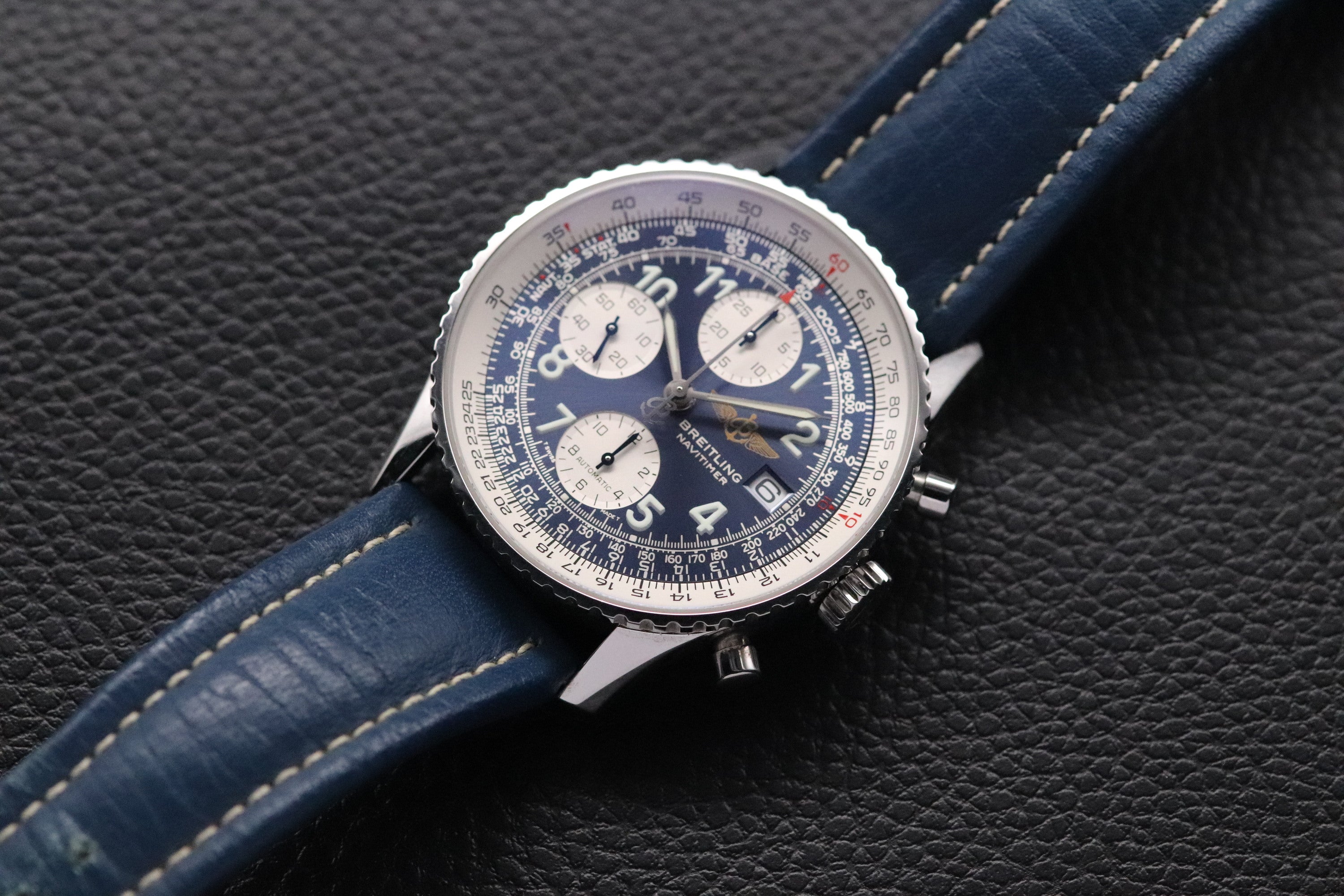 Breitling Old Navitimer A13322 Chronograph Blue Dial 2002 Box