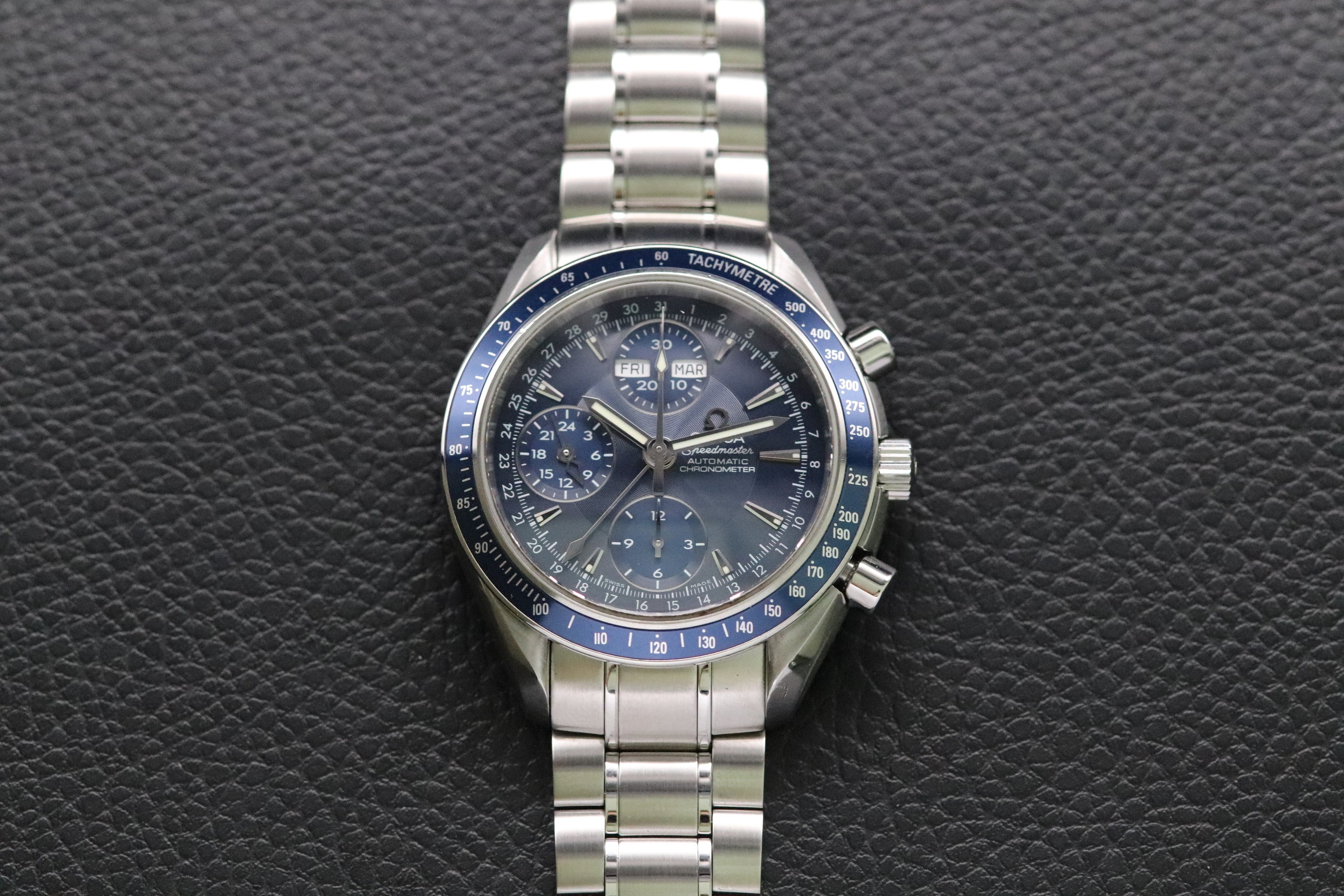 Omega Speedmaster Triple Date 3222.80 Blue Dial 2008 Papers