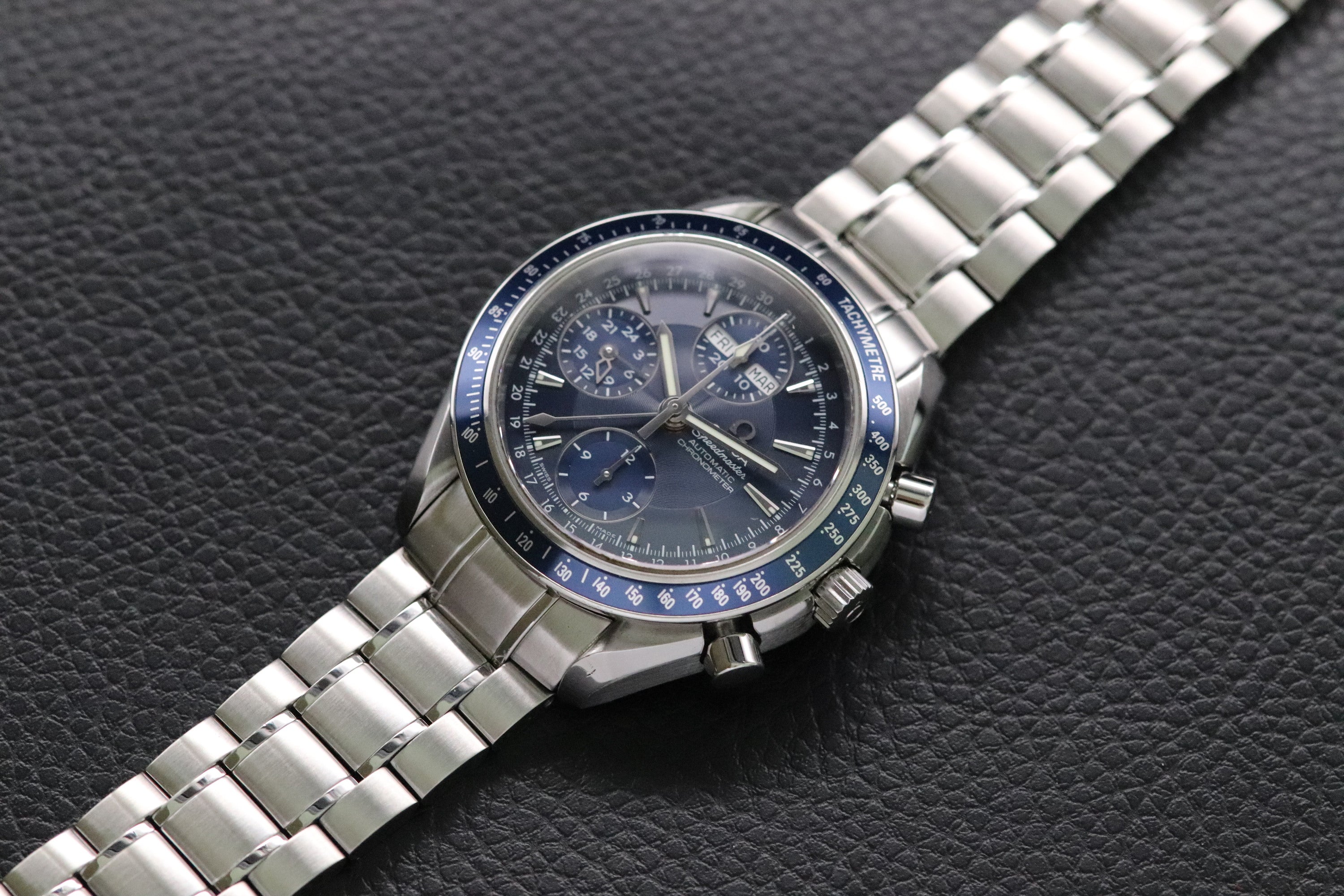 Omega Speedmaster Triple Date 3222.80 Blue Dial 2008 Papers