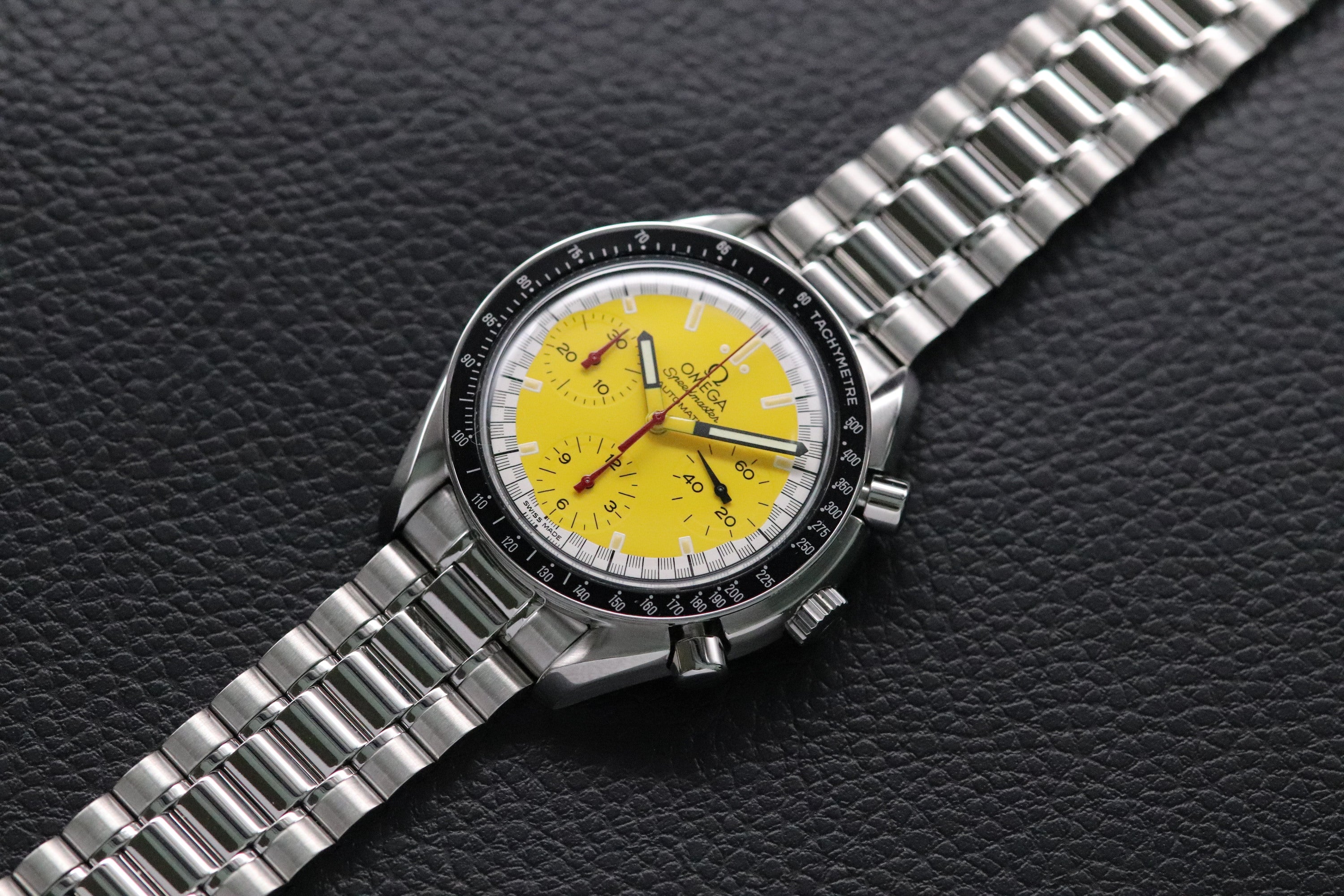 Omega Speedmaster Reduced 3510.12 Schumacher Fullset Yellow Dial Box+Papers