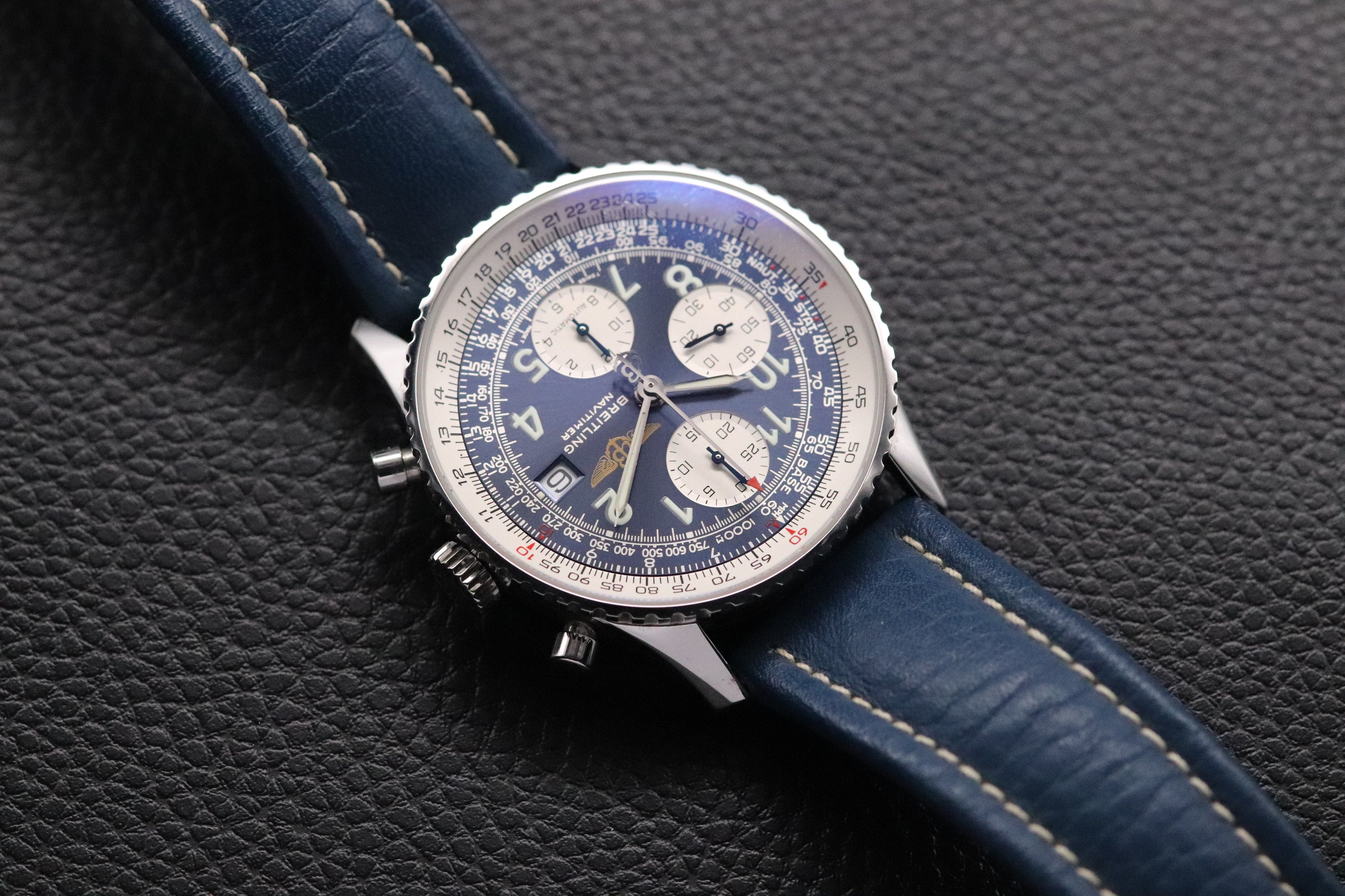 Breitling Old Navitimer A13322 Chronograph Blue Dial 2002 Box