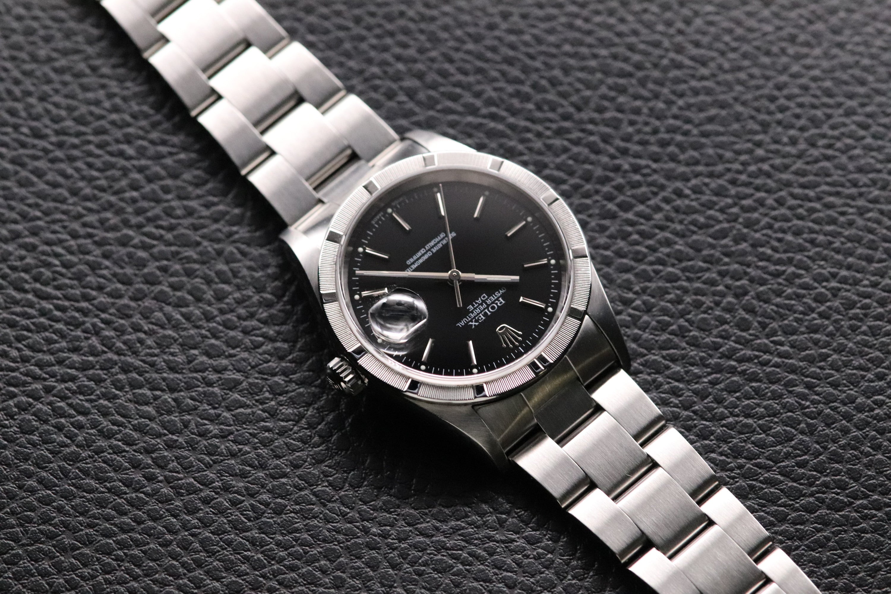 Rolex Date 15210 Black Dial Fullset 2002 Box+Papers