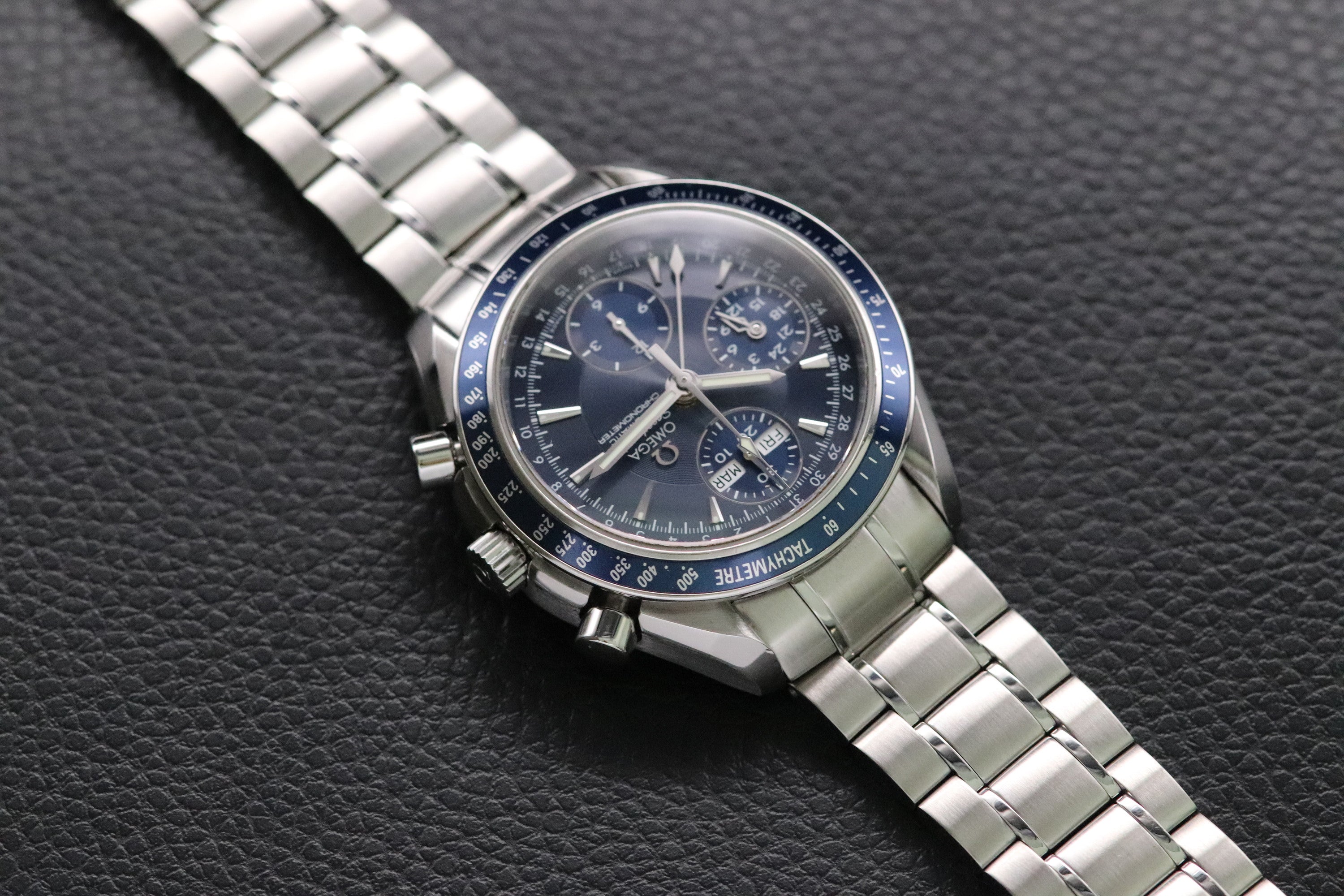 Omega Speedmaster Triple Date 3222.80 Blue Dial 2008 Papers