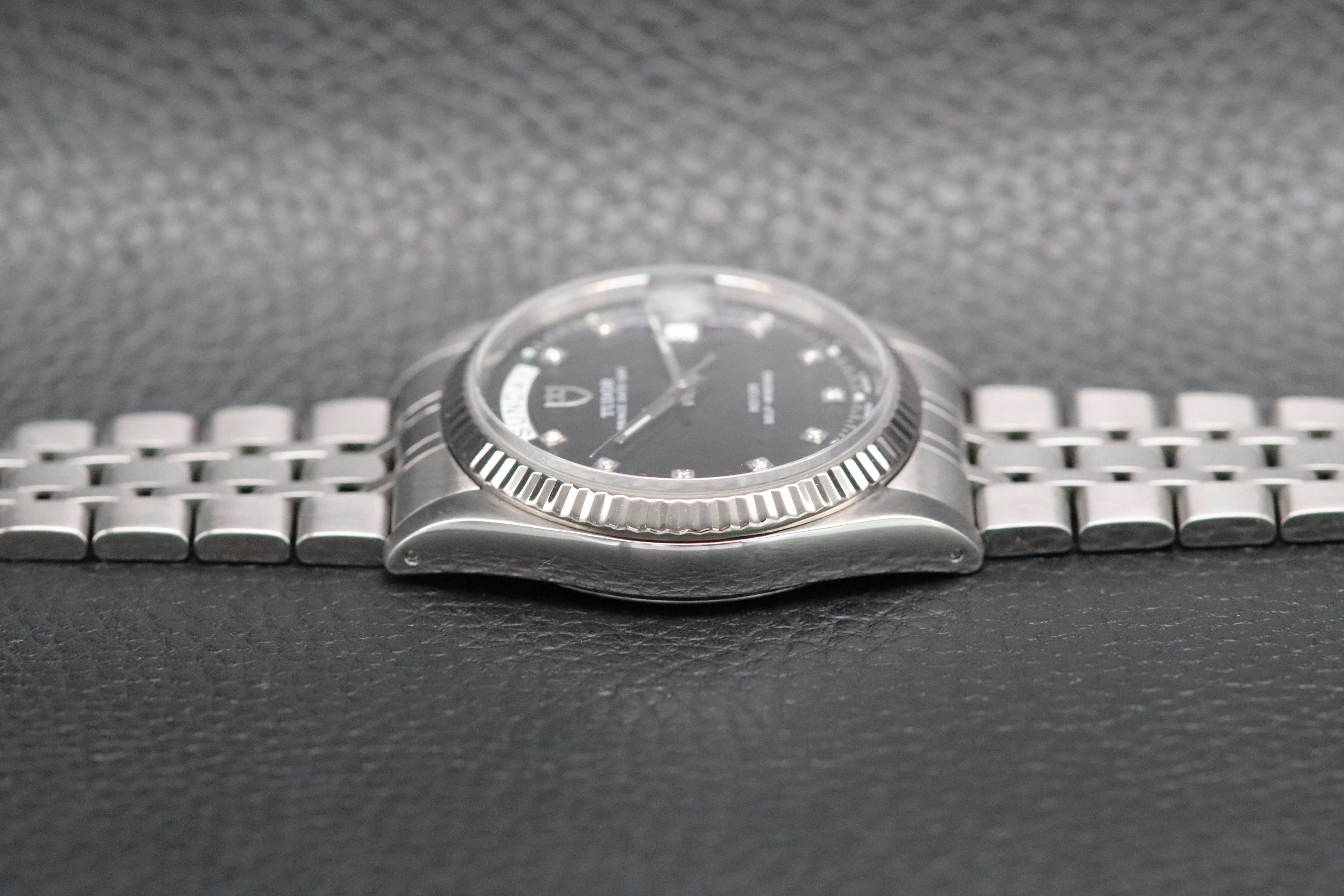 Tudor Prince Date-Day 76214 Black Dial 2008 Diamonds