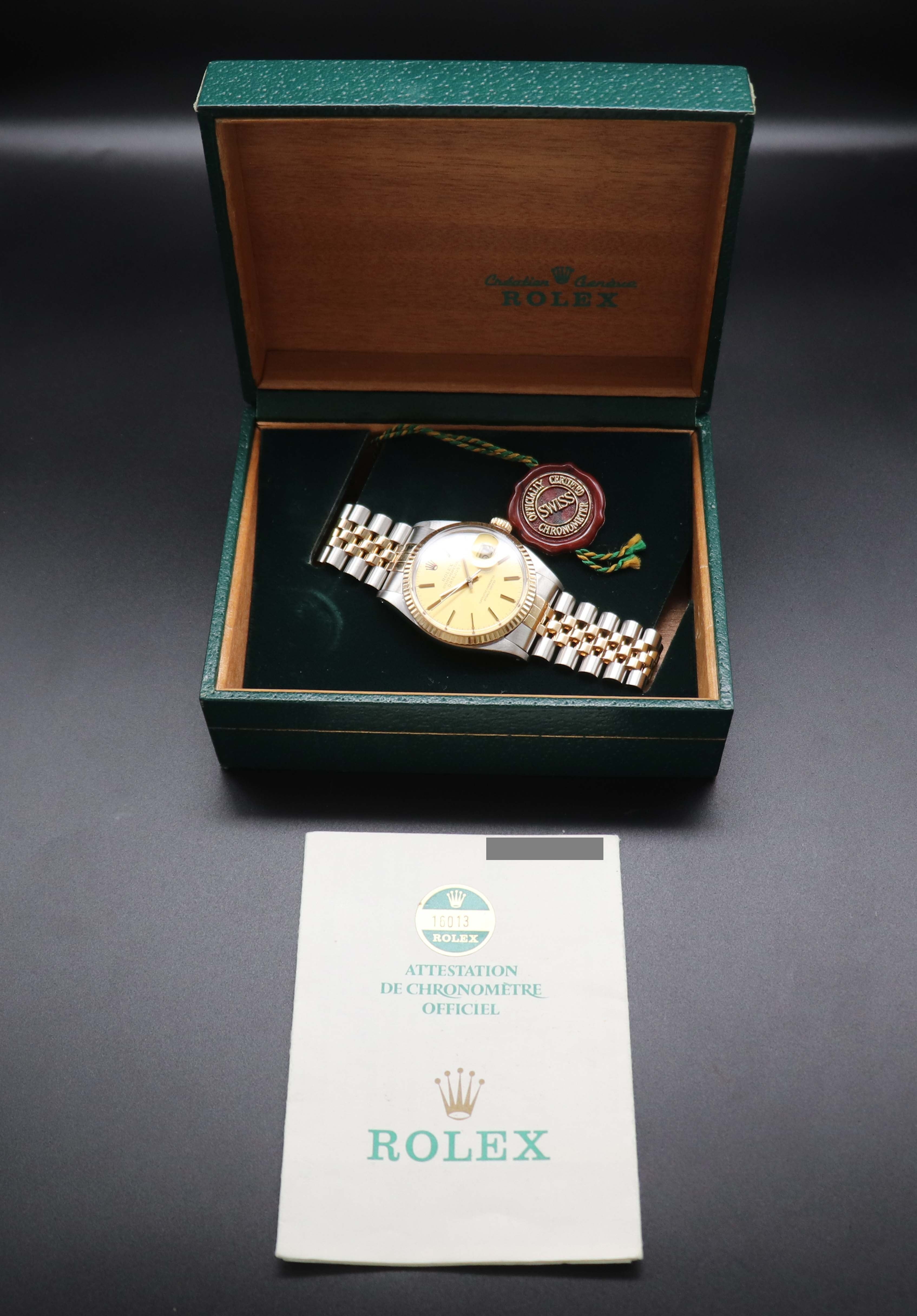 Rolex Datejust 16013 Fullset 1986 Box+Papers