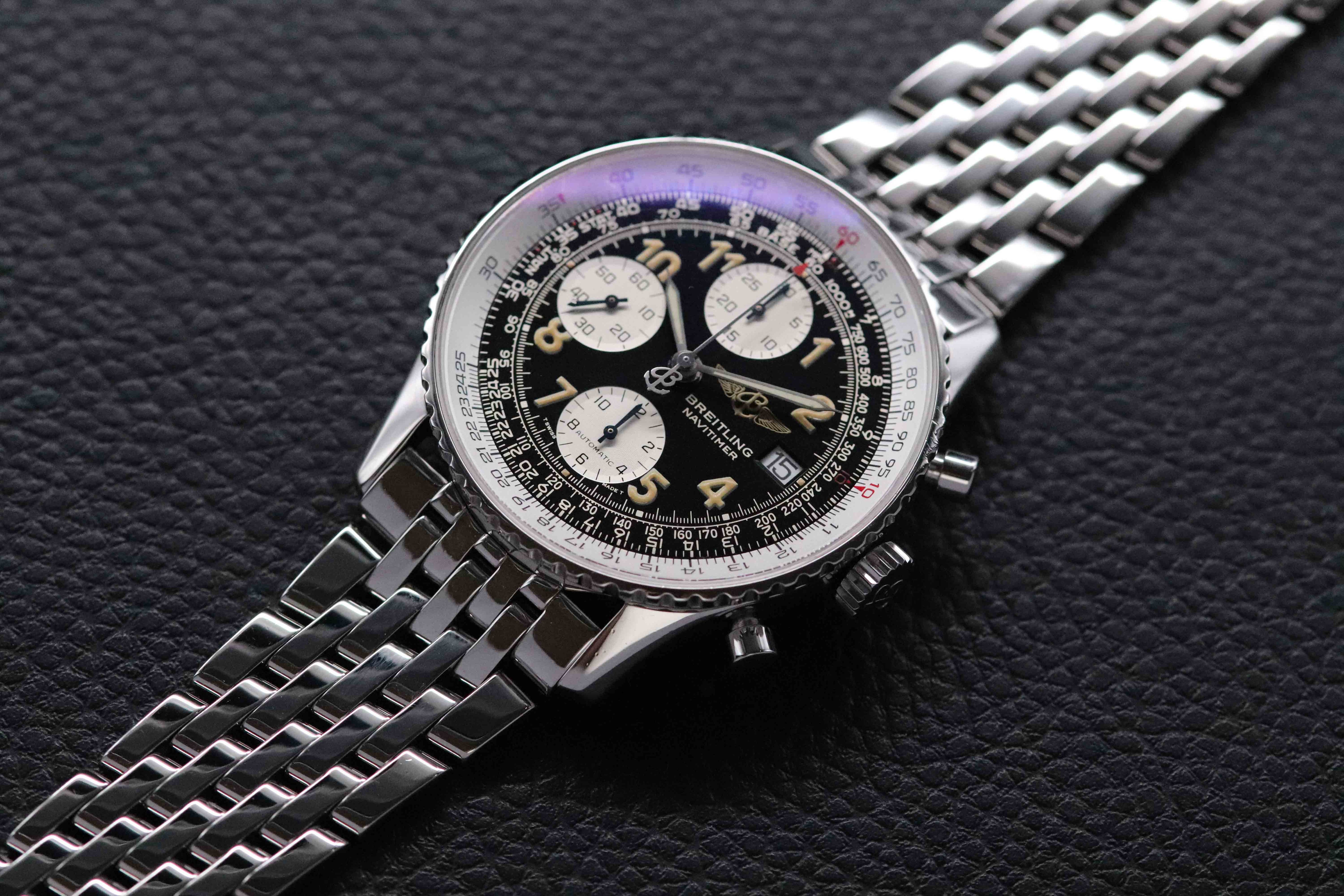 Breitling Old Navitimer A13022 Chronograph Black Dial Papers 1996