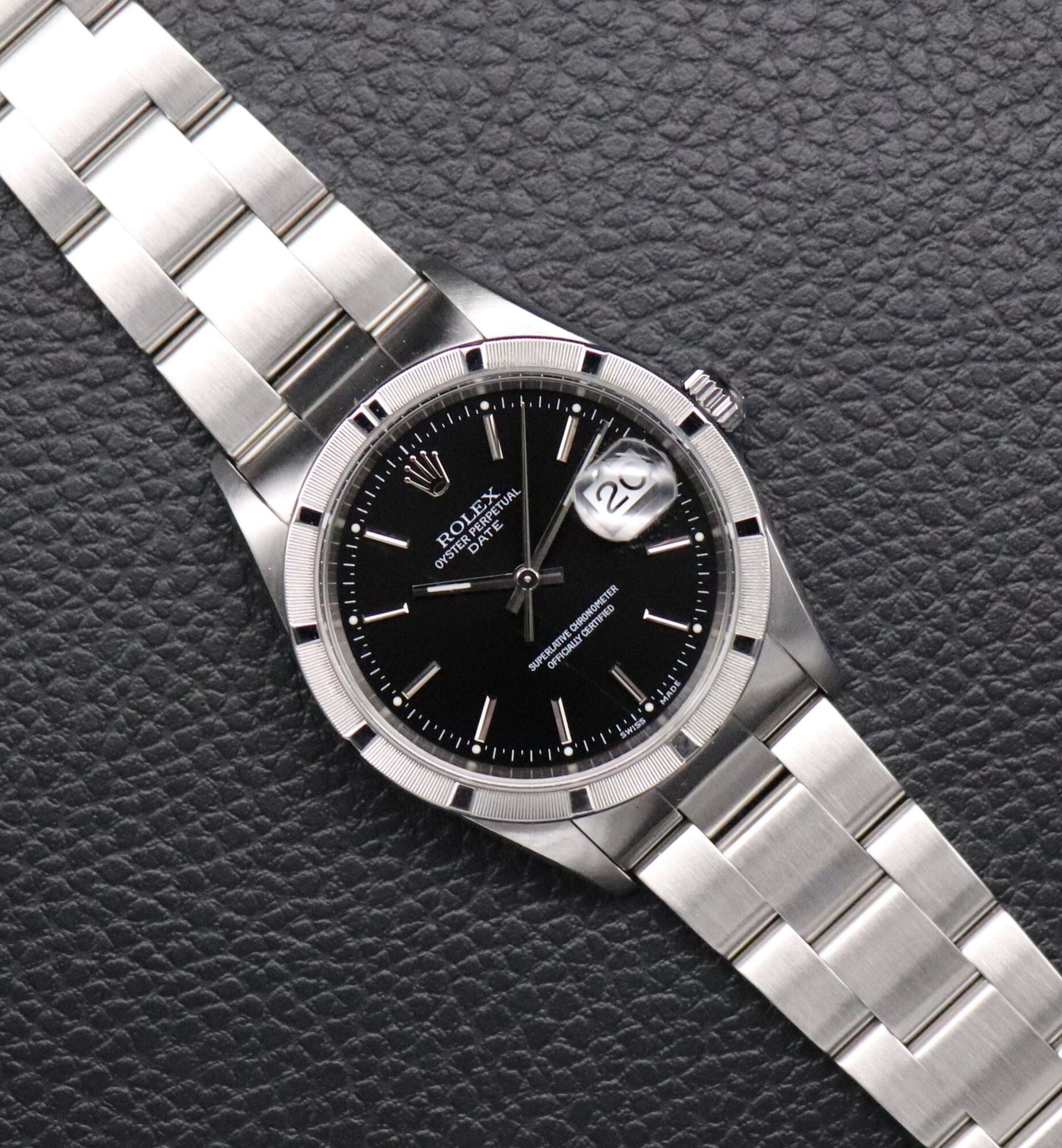 Rolex Date 15210 Black Dial Fullset 2002 Box+Papers