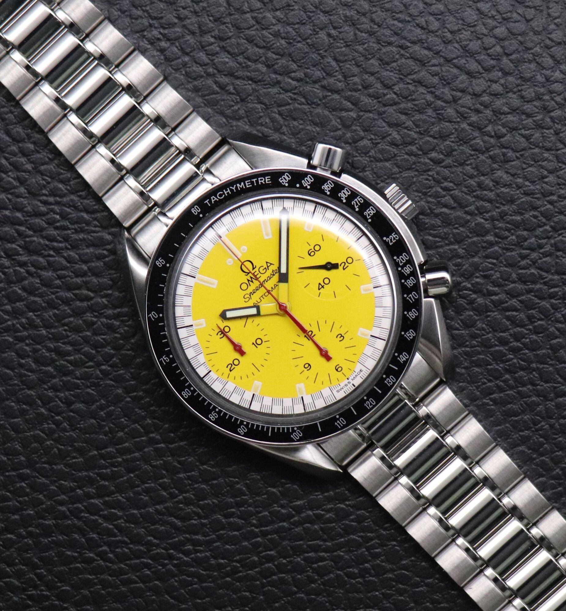 Omega Speedmaster Reduced 3510.12 Schumacher Fullset Yellow Dial Box+Papers