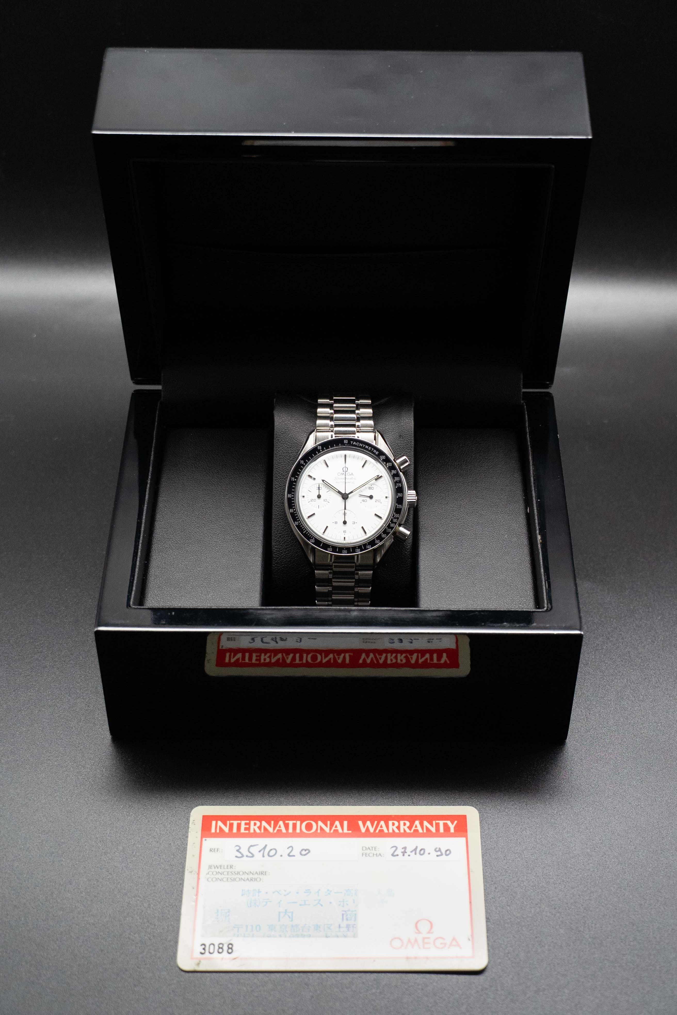 Omega Speedmaster Reduced 3510.20 Albino White Dial 1990 Papers