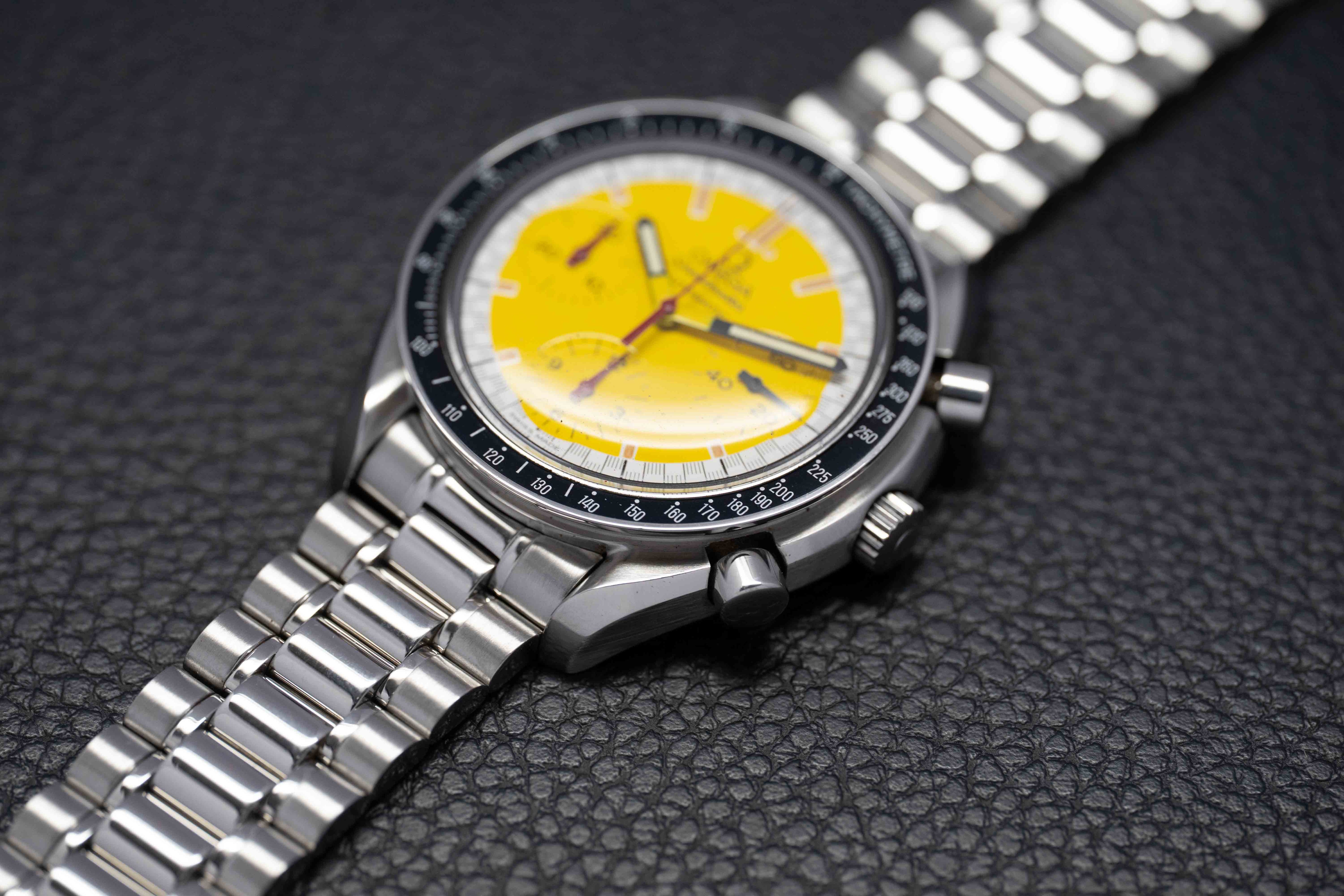 Omega Speedmaster Reduced 3510.12 Schumacher Fullset Yellow Dial Box+Papers 1998