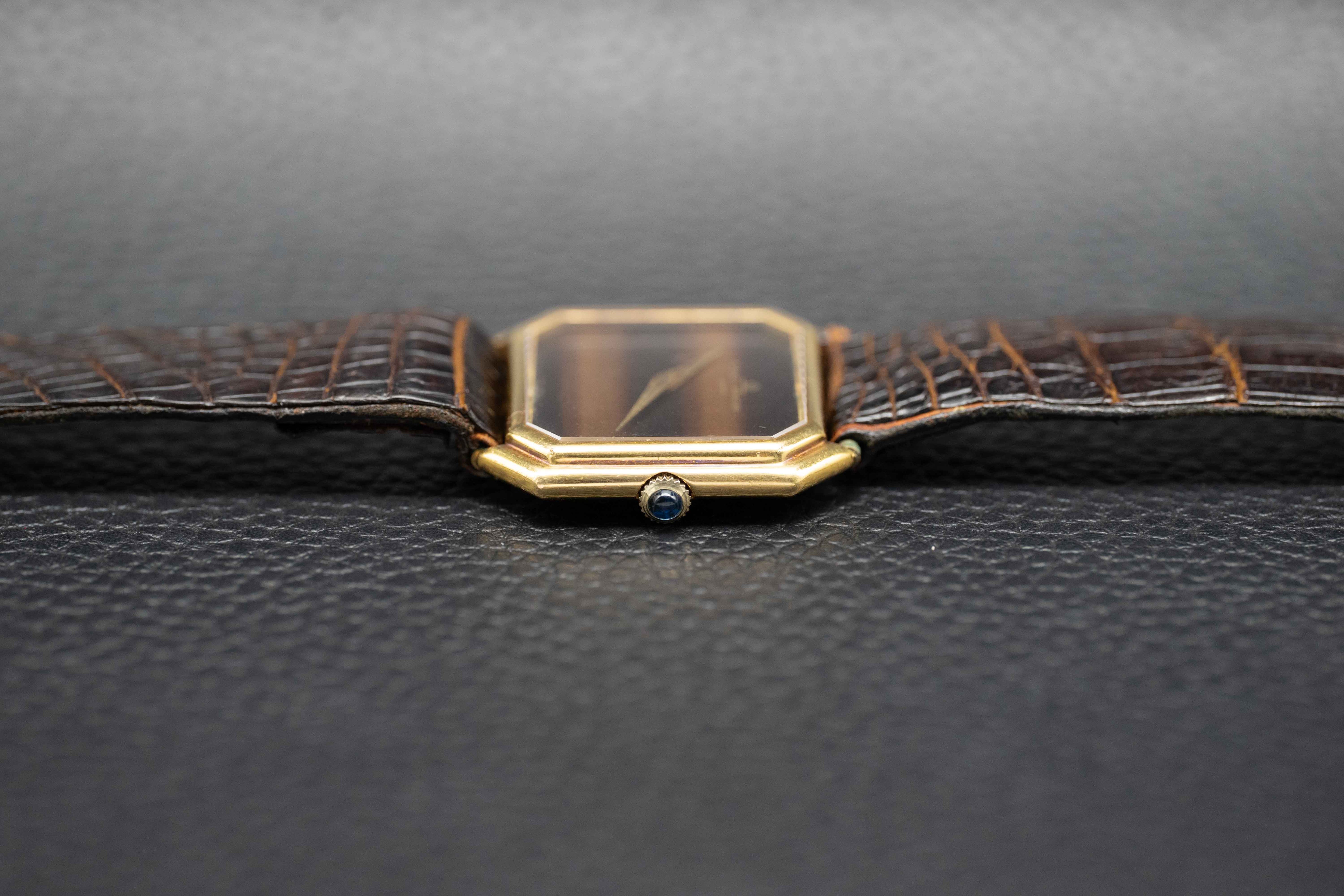 Baume & Mercier Tank Tiger Eye Stone Dial 1982 18K Gold