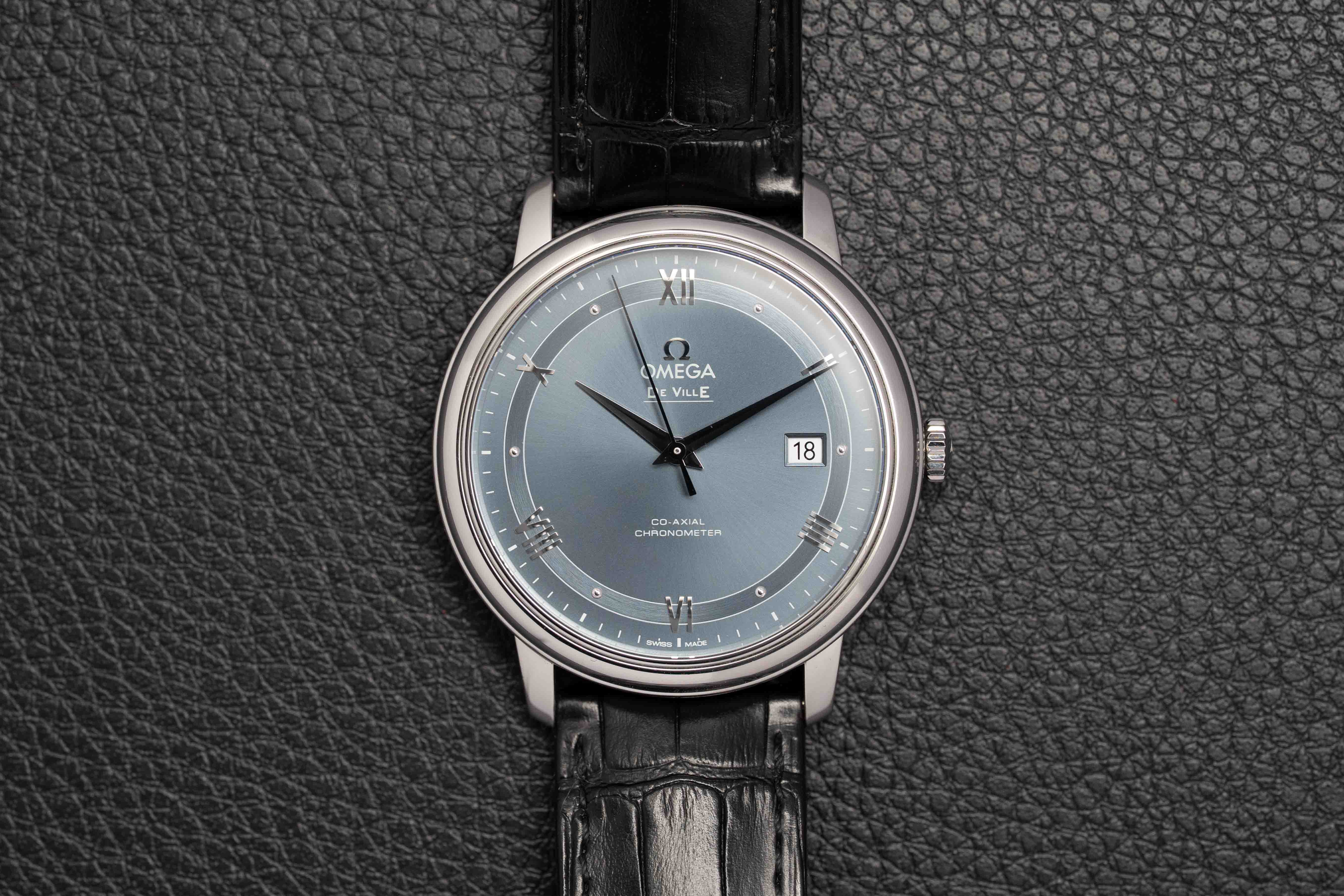 Omega De Ville Prestige 424.13.40.20.03.002 Blue Dial 2017 Papers