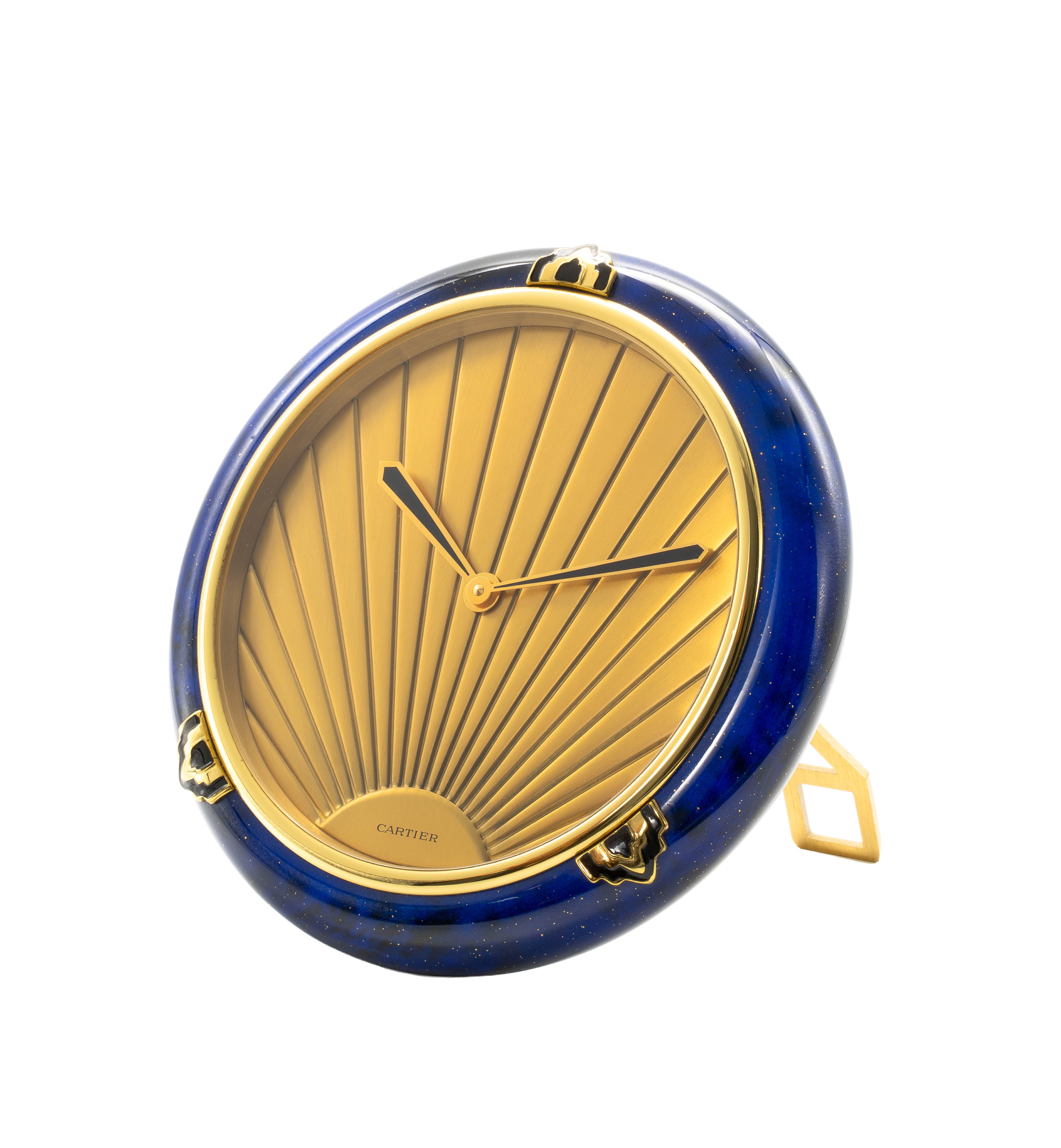 Cartier Must De Cartier Gilt And Blue Lacquer Desk Clock