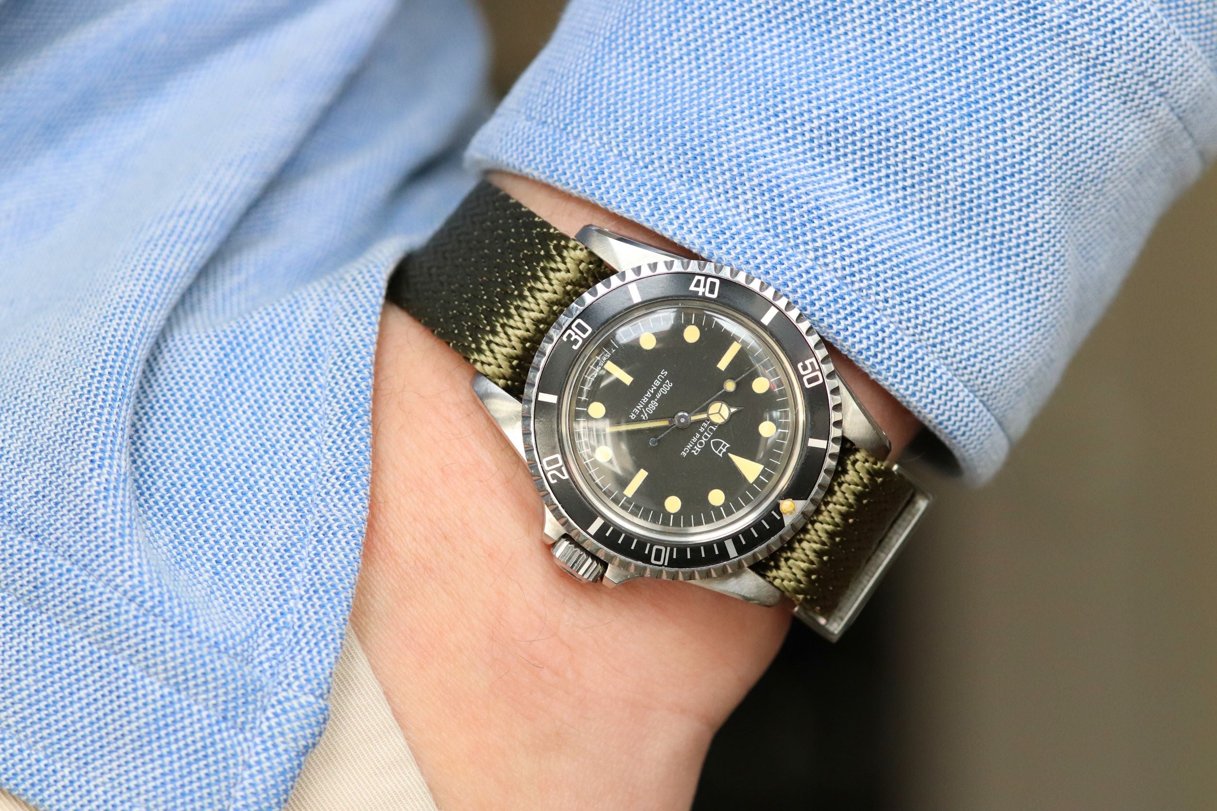 Vintage Perlon Nylonband Grün