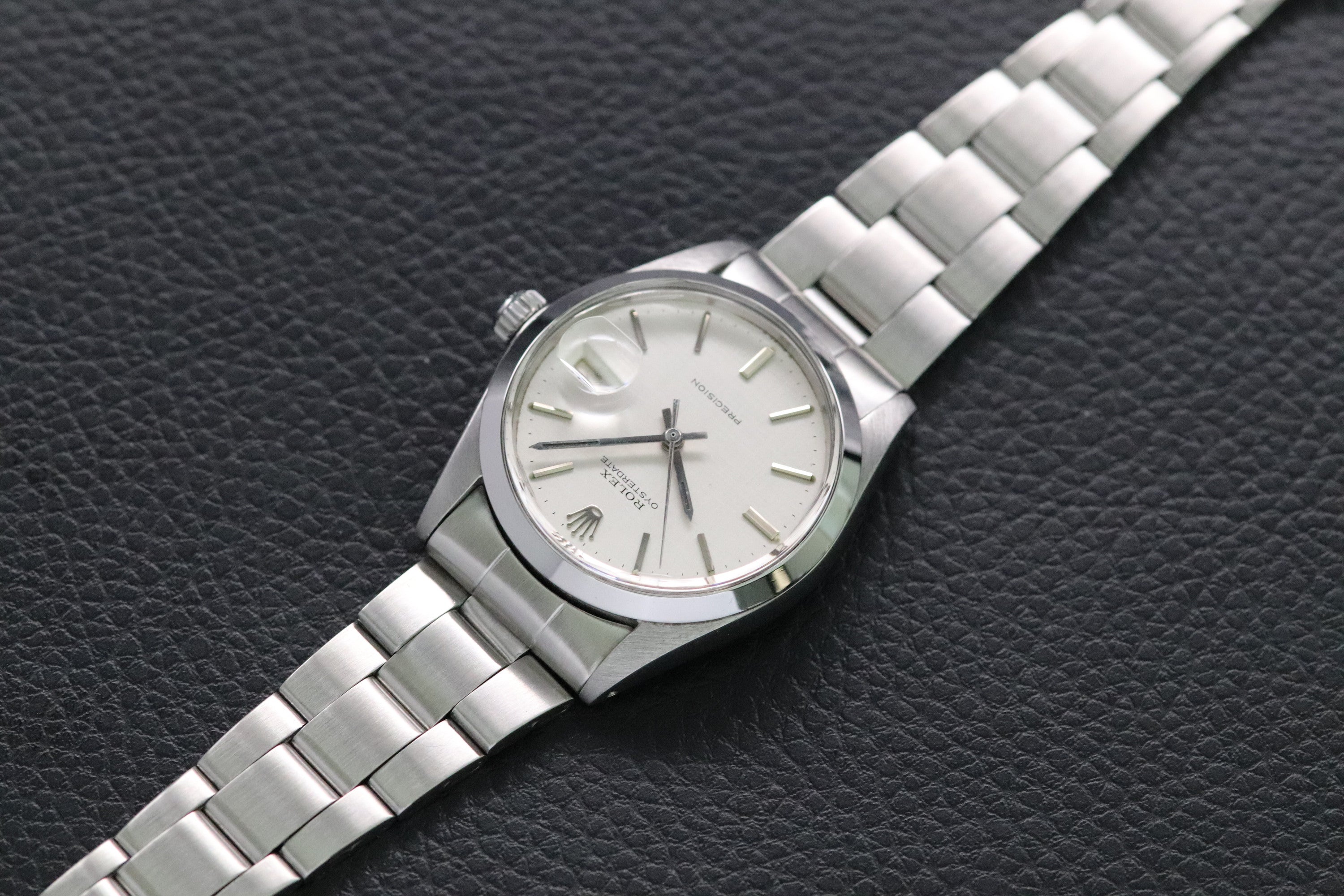 Rolex Oysterdate Precision 6694 Silver Linen Dial 1972 Box