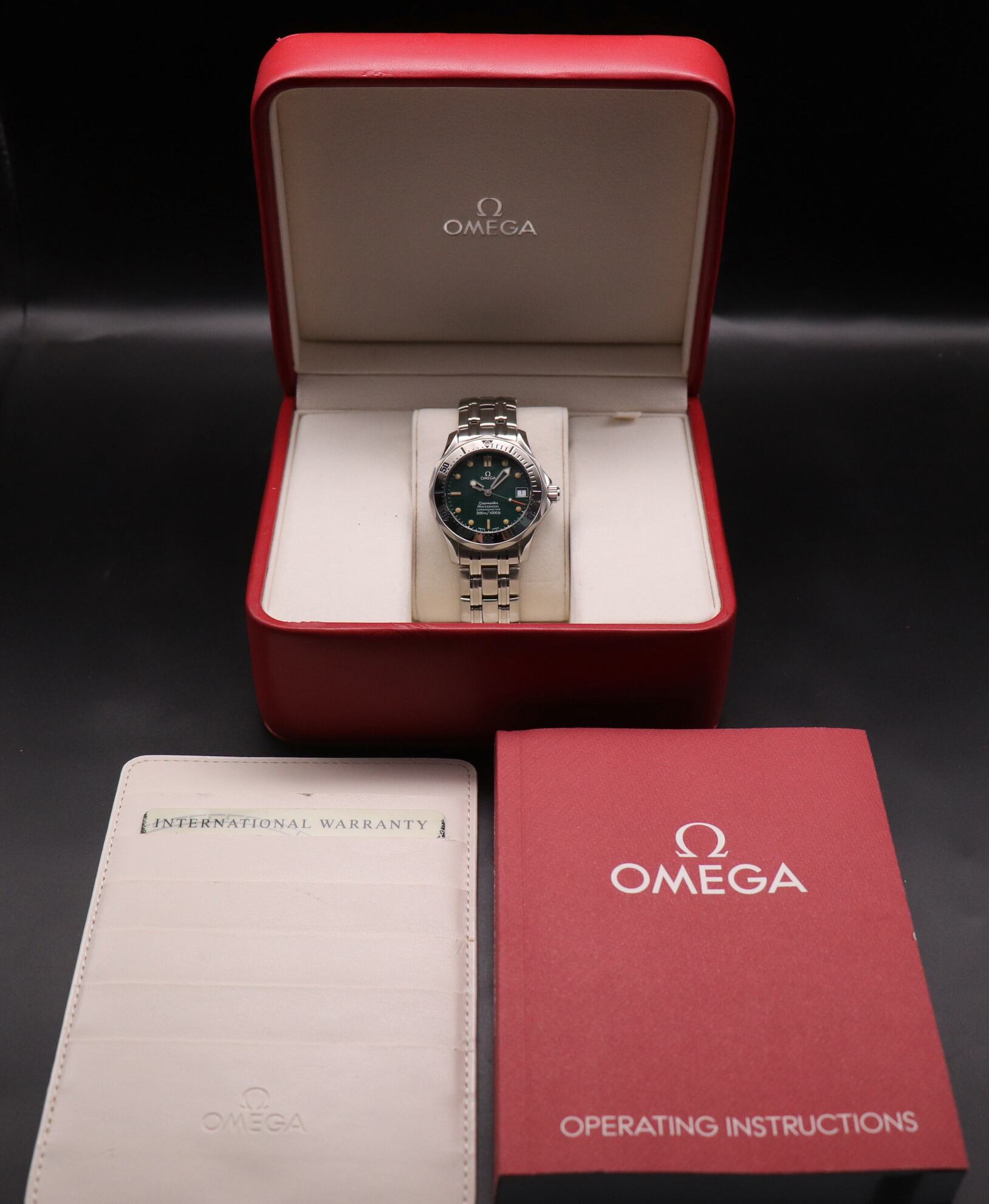Omega Seamaster 300 2553.41 Jacques Mayol Green Fullset 1996 Box+Papers