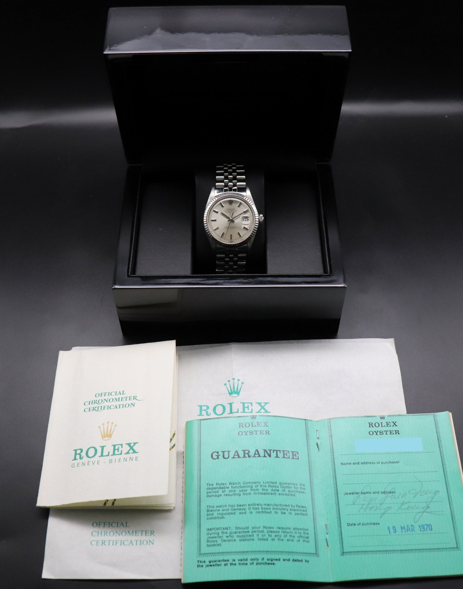 Rolex Datejust 1601 Silver Dial Papers 1970