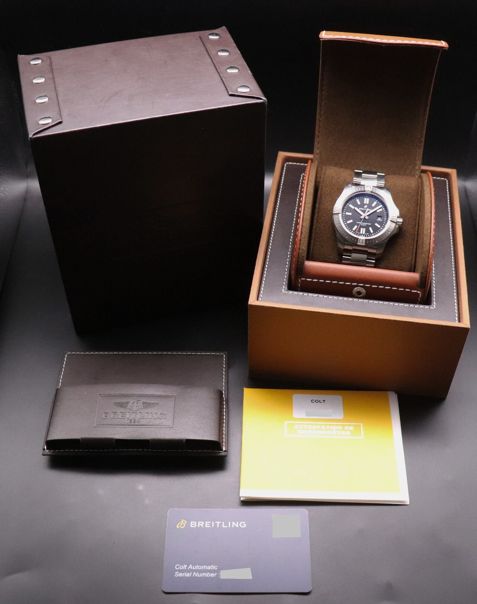 Breitling Colt A17388 Black Dial Fullset 2023 Box+Papers