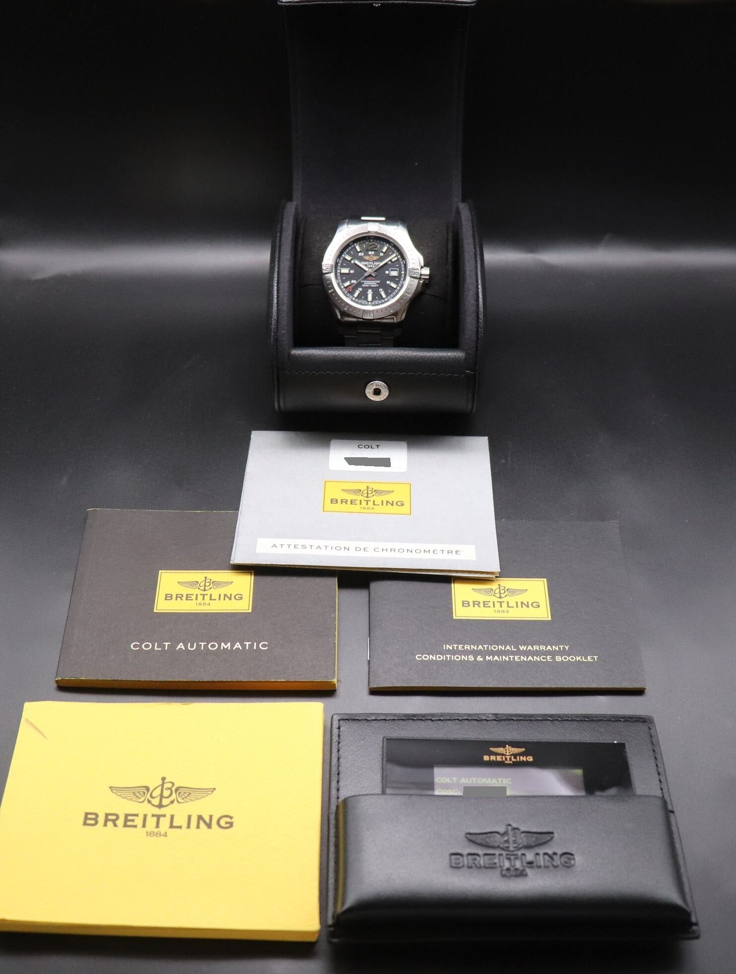 Breitling Colt A17388 Black Dial Fullset 2016 Box+Papers
