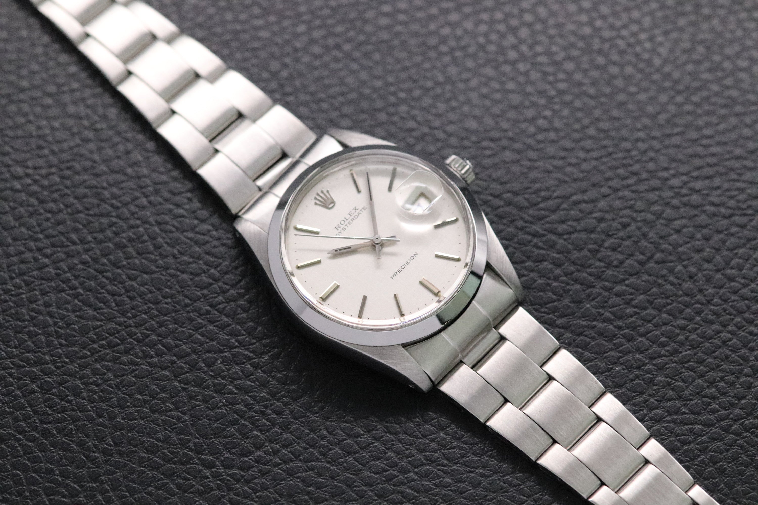 Rolex Oysterdate Precision 6694 Silver Linen Dial 1972 Box