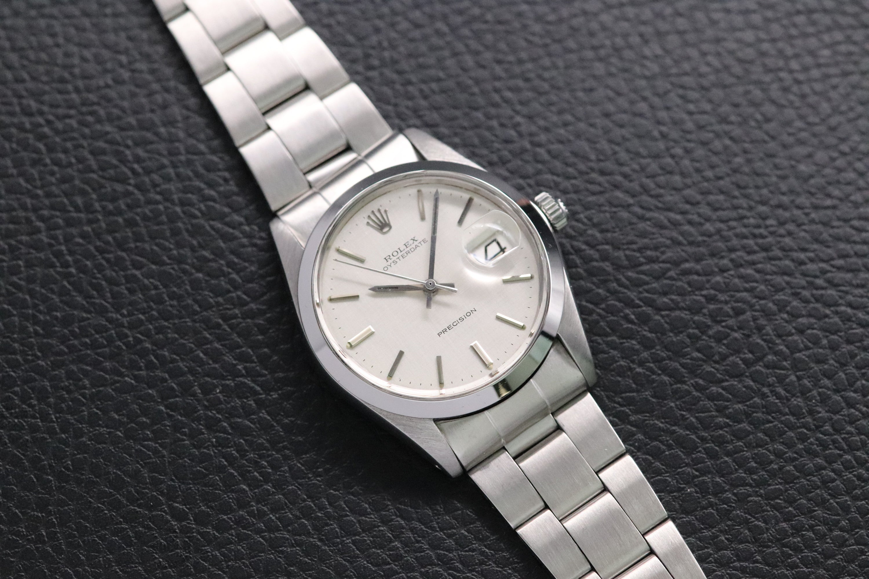 Rolex Oysterdate Precision 6694 Silver Linen Dial 1972 Box