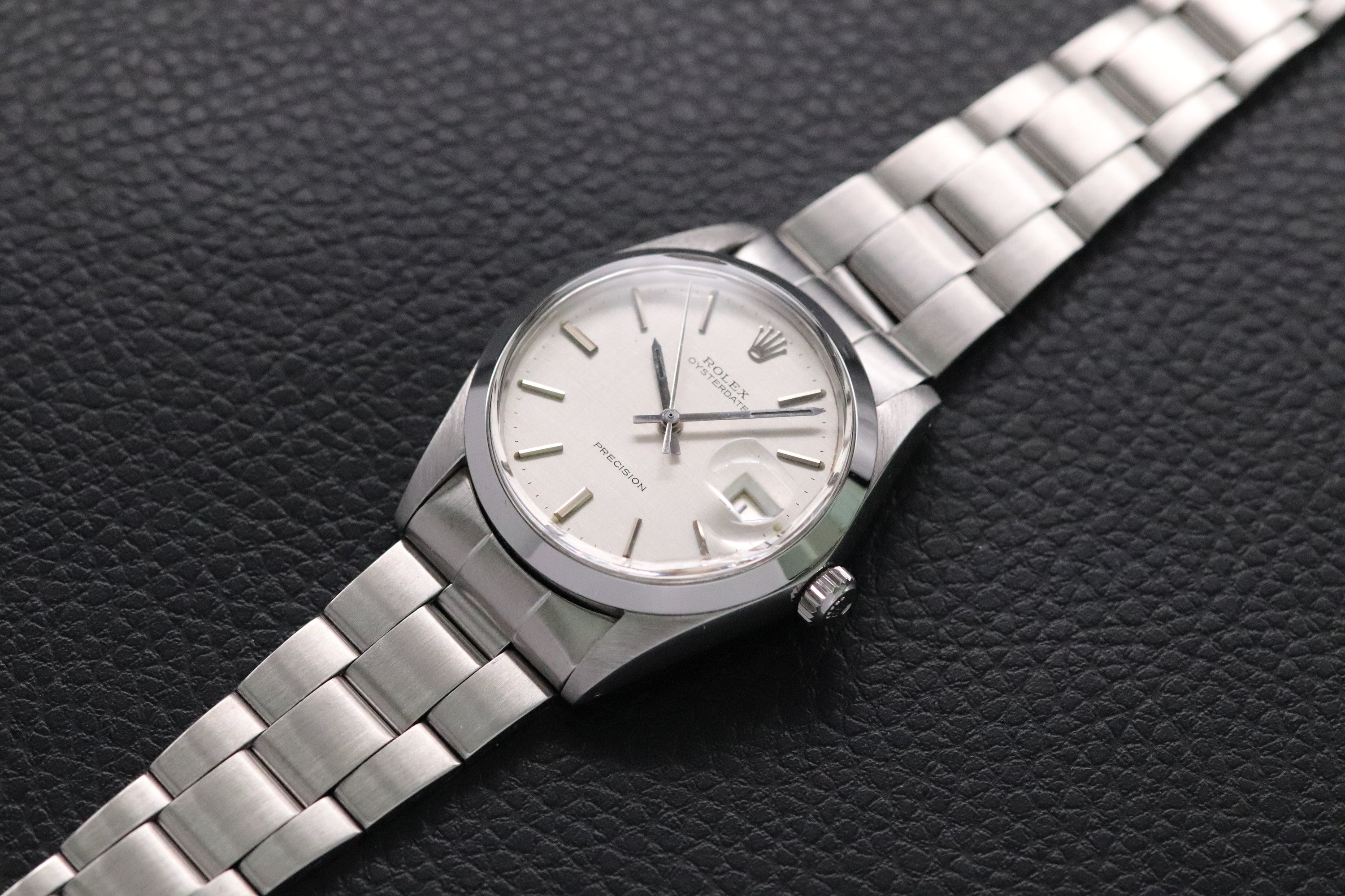 Rolex Oysterdate Precision 6694 Silver Linen Dial 1972 Box