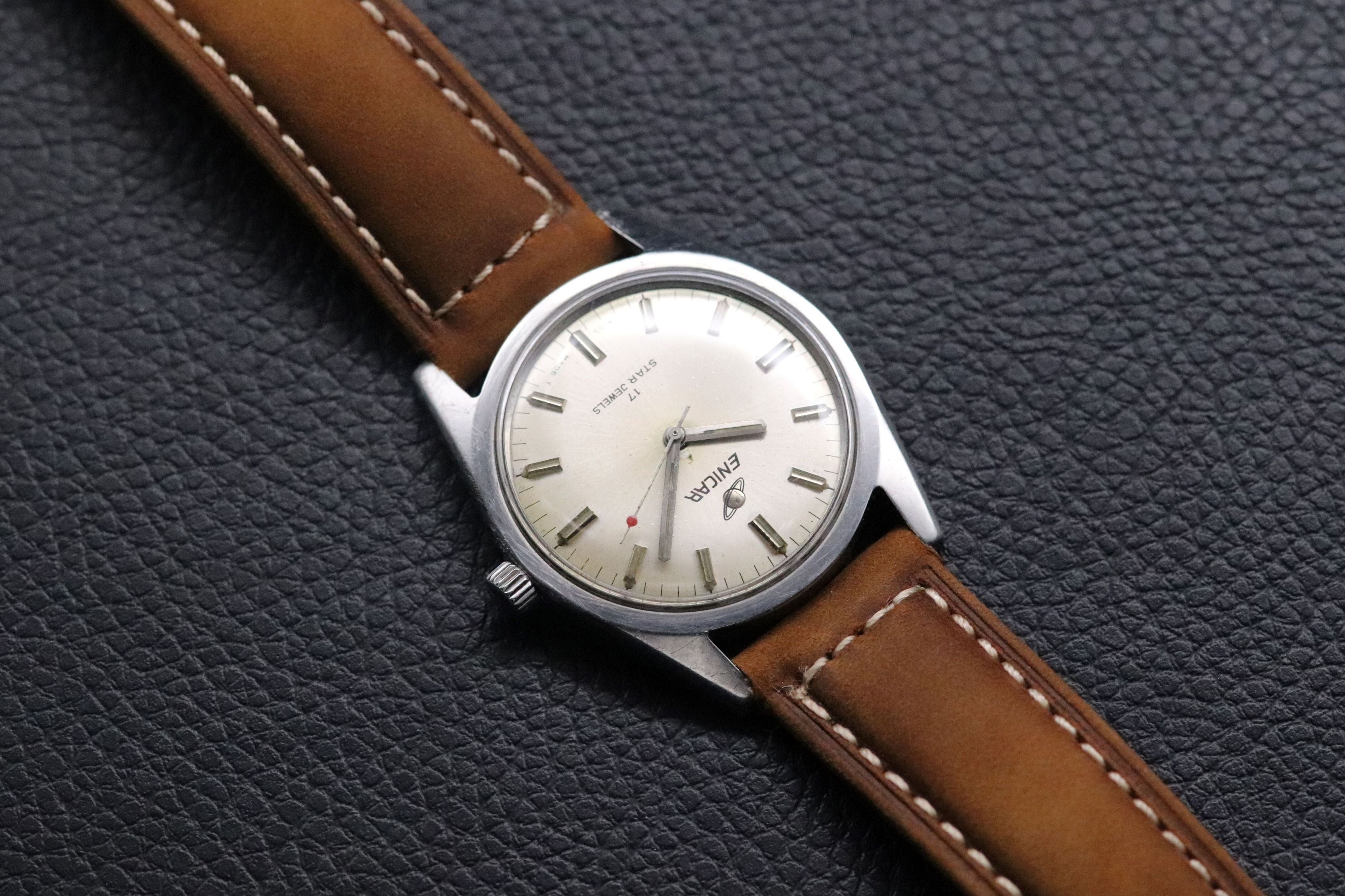 Enicar Ocean Pearl 160-39-03B Big Crown Cream Dial 1970