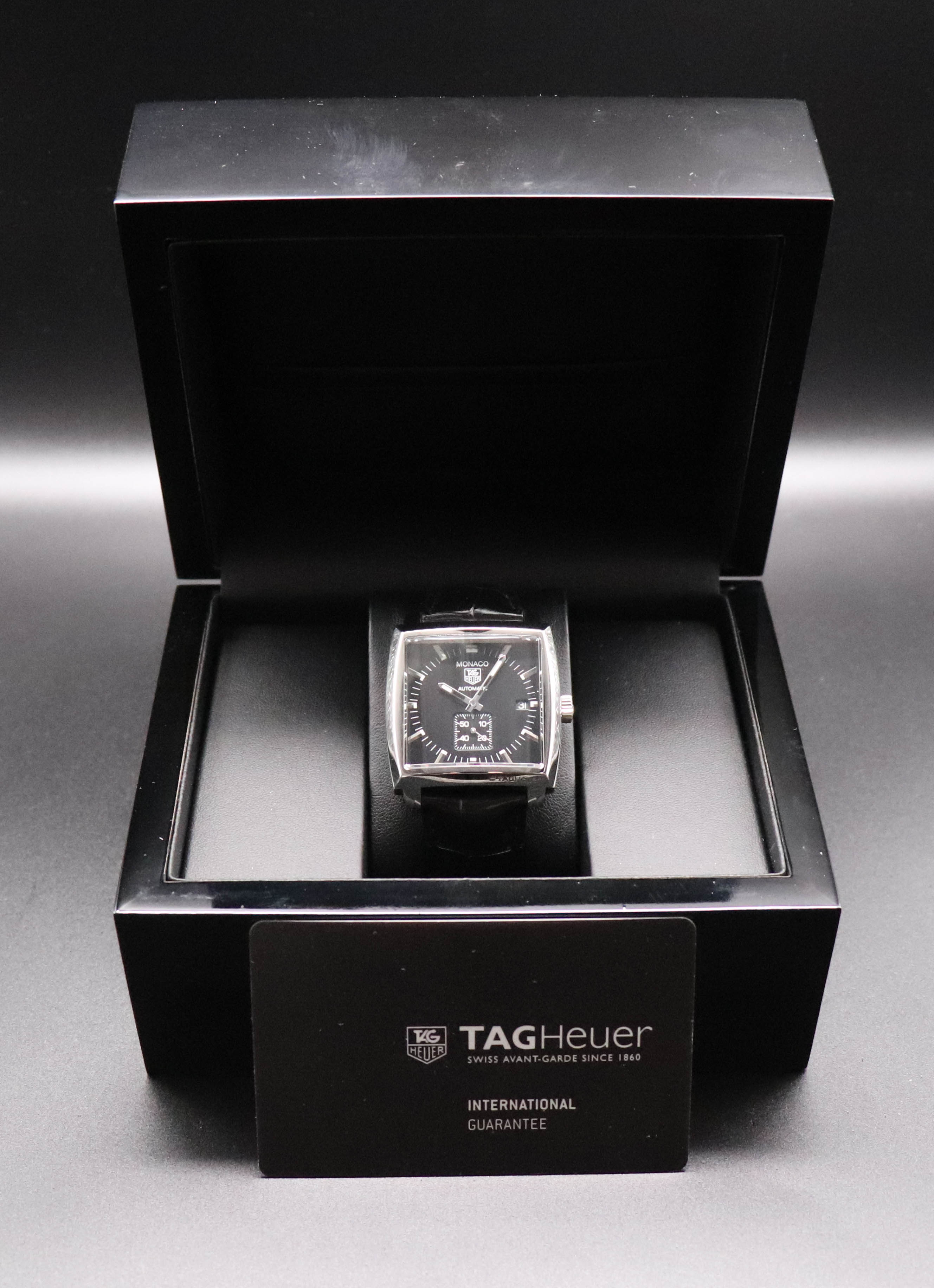 Tag Heuer Monaco WW2110 Black Dial 2018 Papers