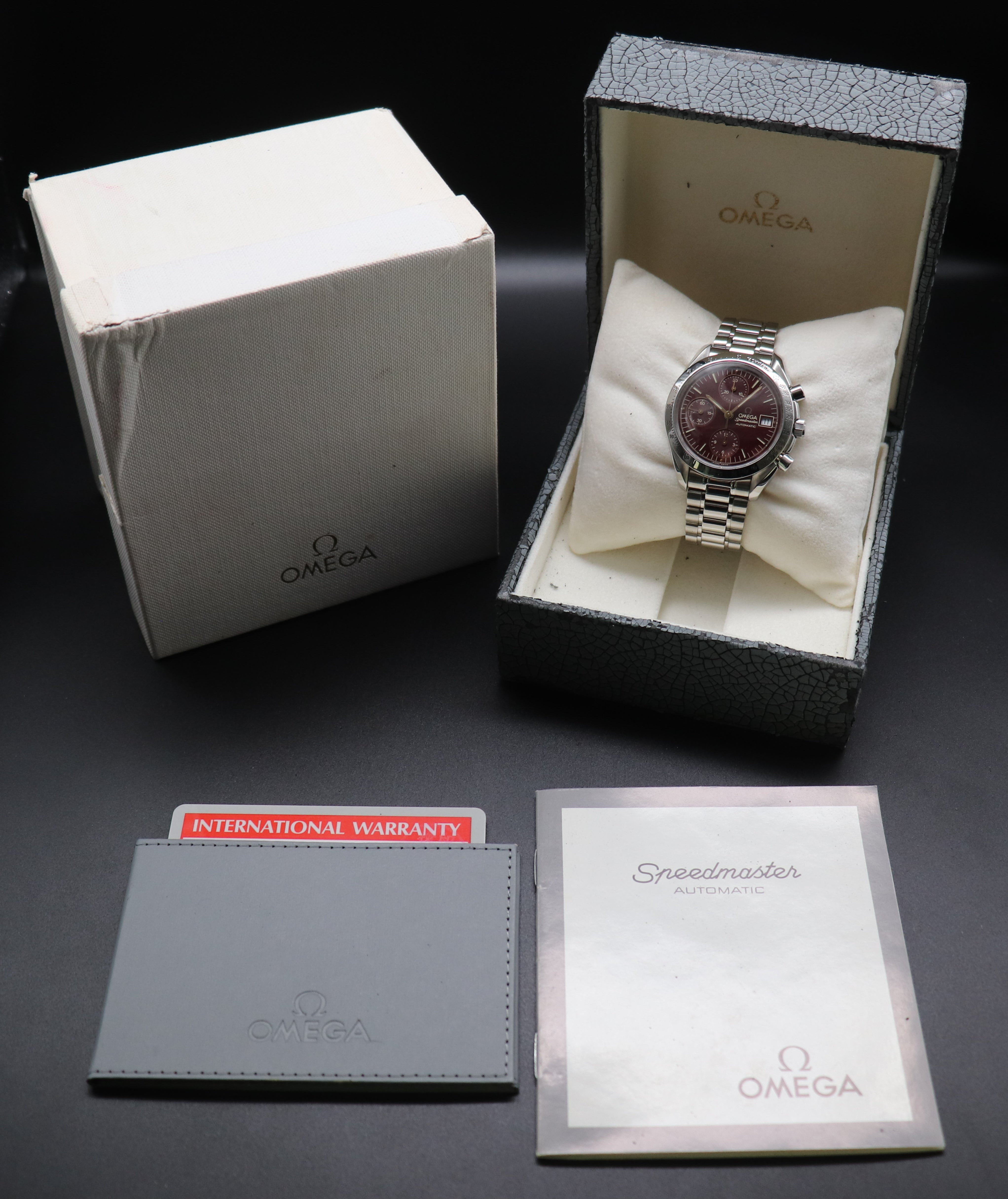 Omega Speedmaster Date 3511.61 Red Dial Fullset 1991 Box+Papers