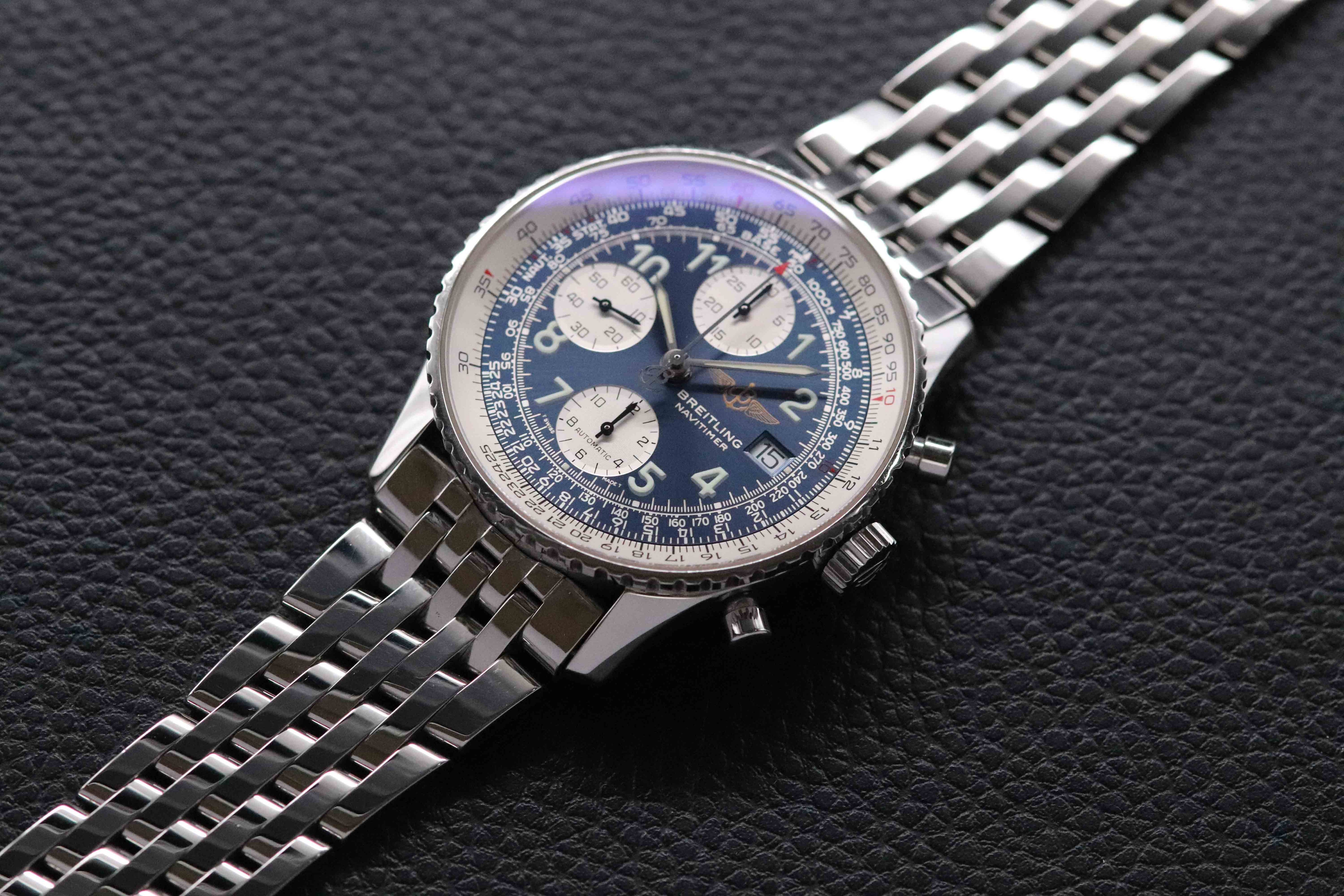 Breitling Old Navitimer A13322 Chronograph Blue Dial 2002