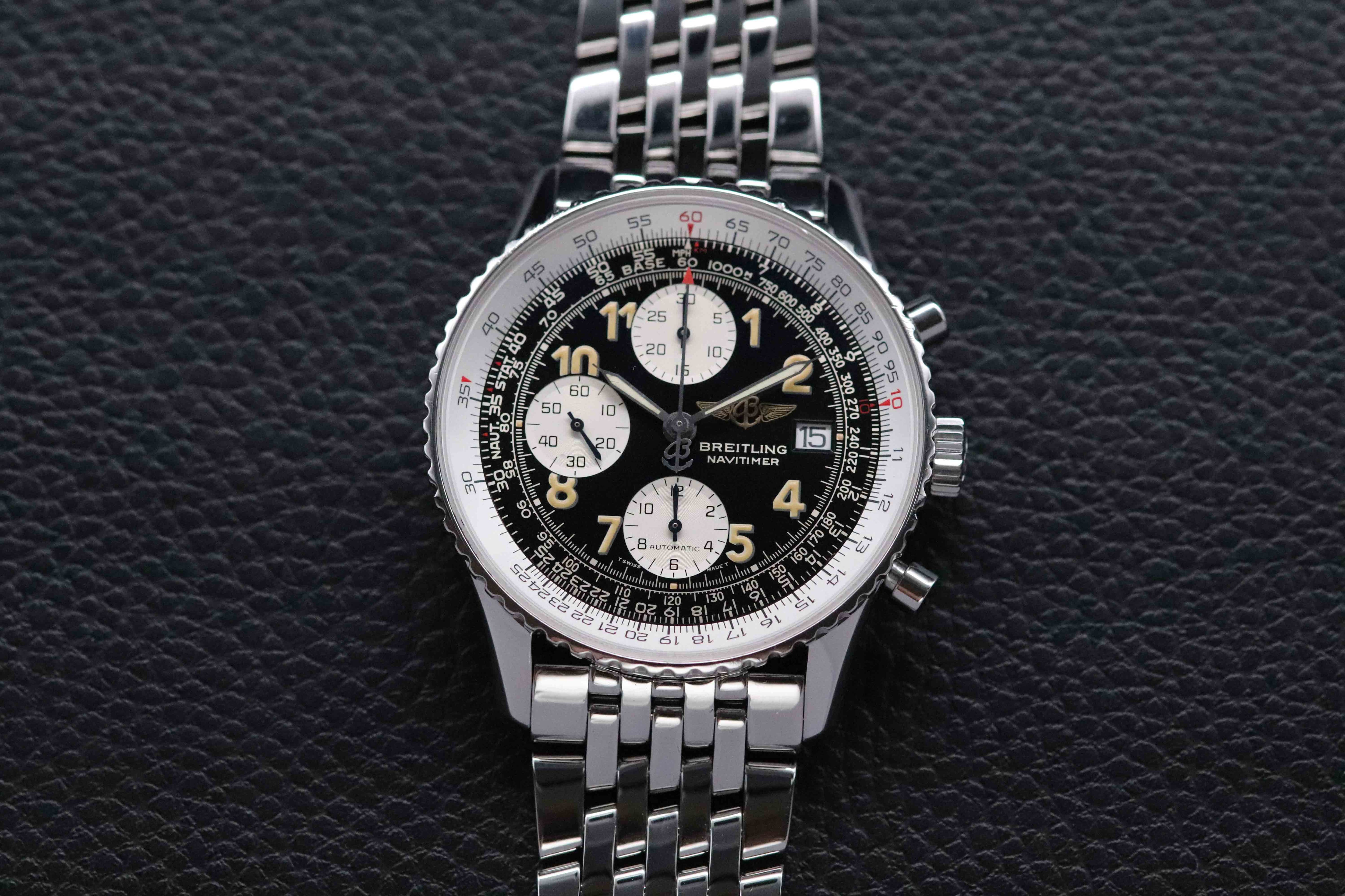 Breitling Old Navitimer A13022 Chronograph Black Dial Papers 1996