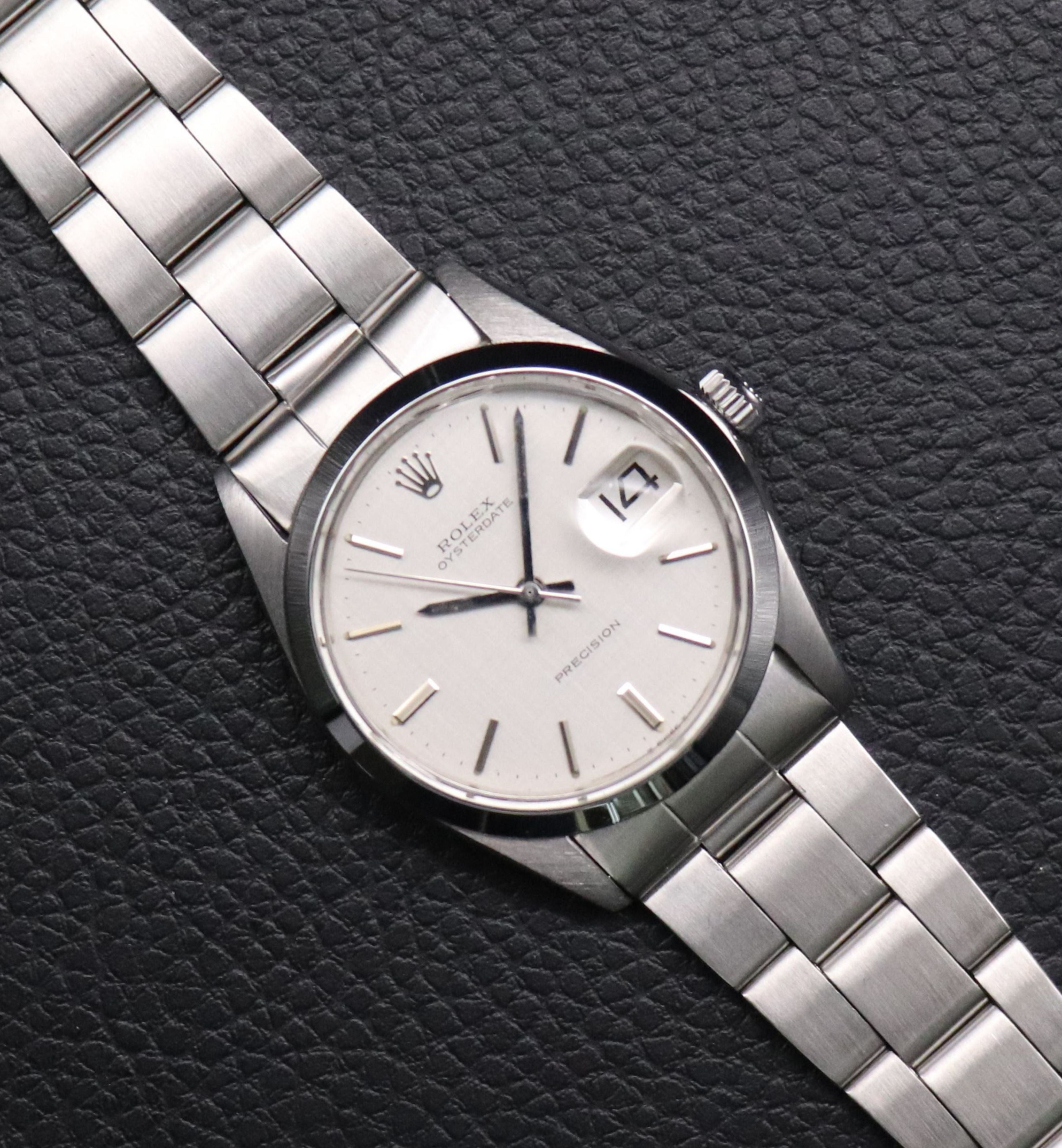 Rolex Oysterdate Precision 6694 Silver Linen Dial 1972 Box