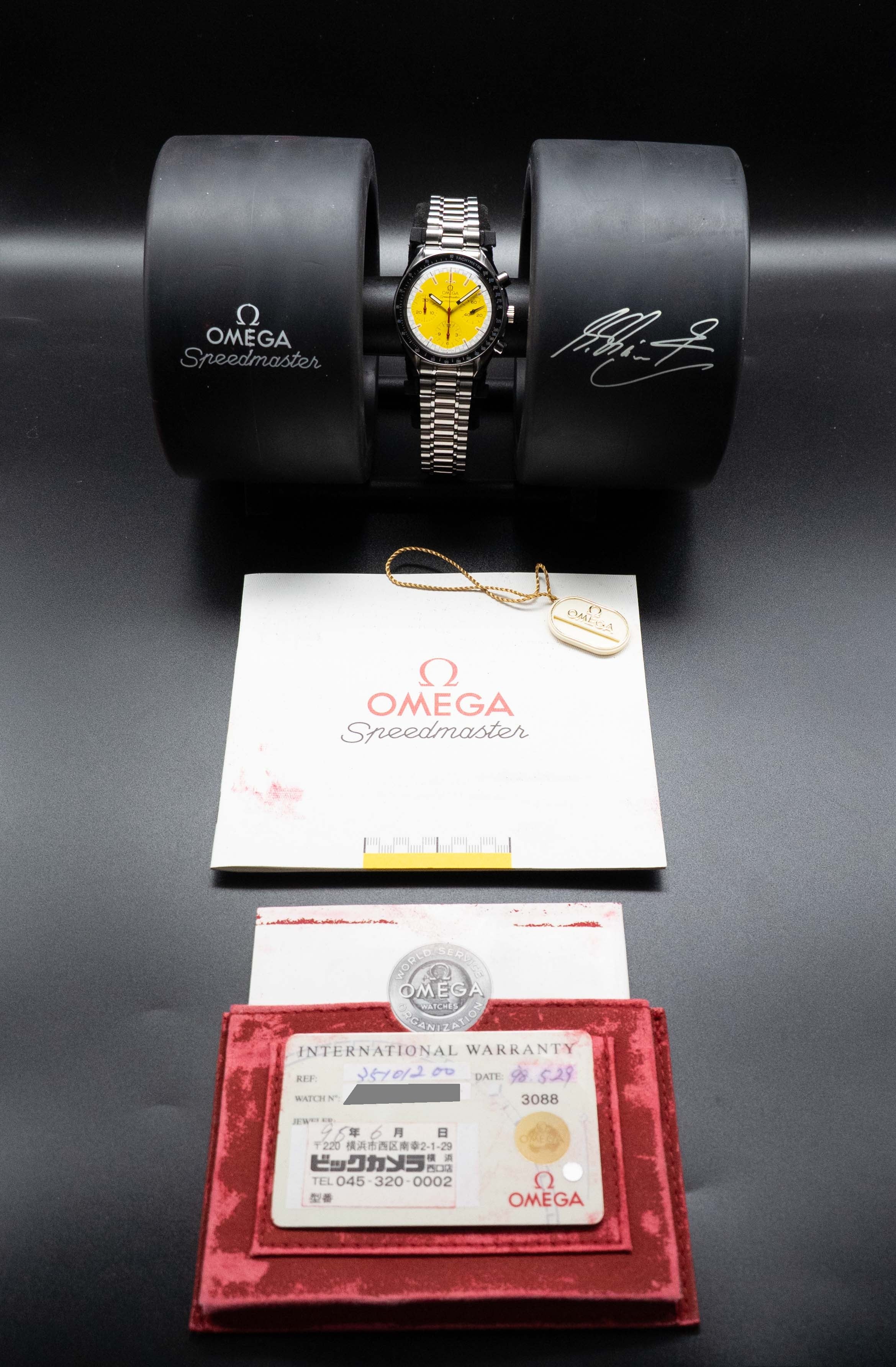 Omega Speedmaster Reduced 3510.12 Schumacher Fullset Yellow Dial Box+Papers 1998