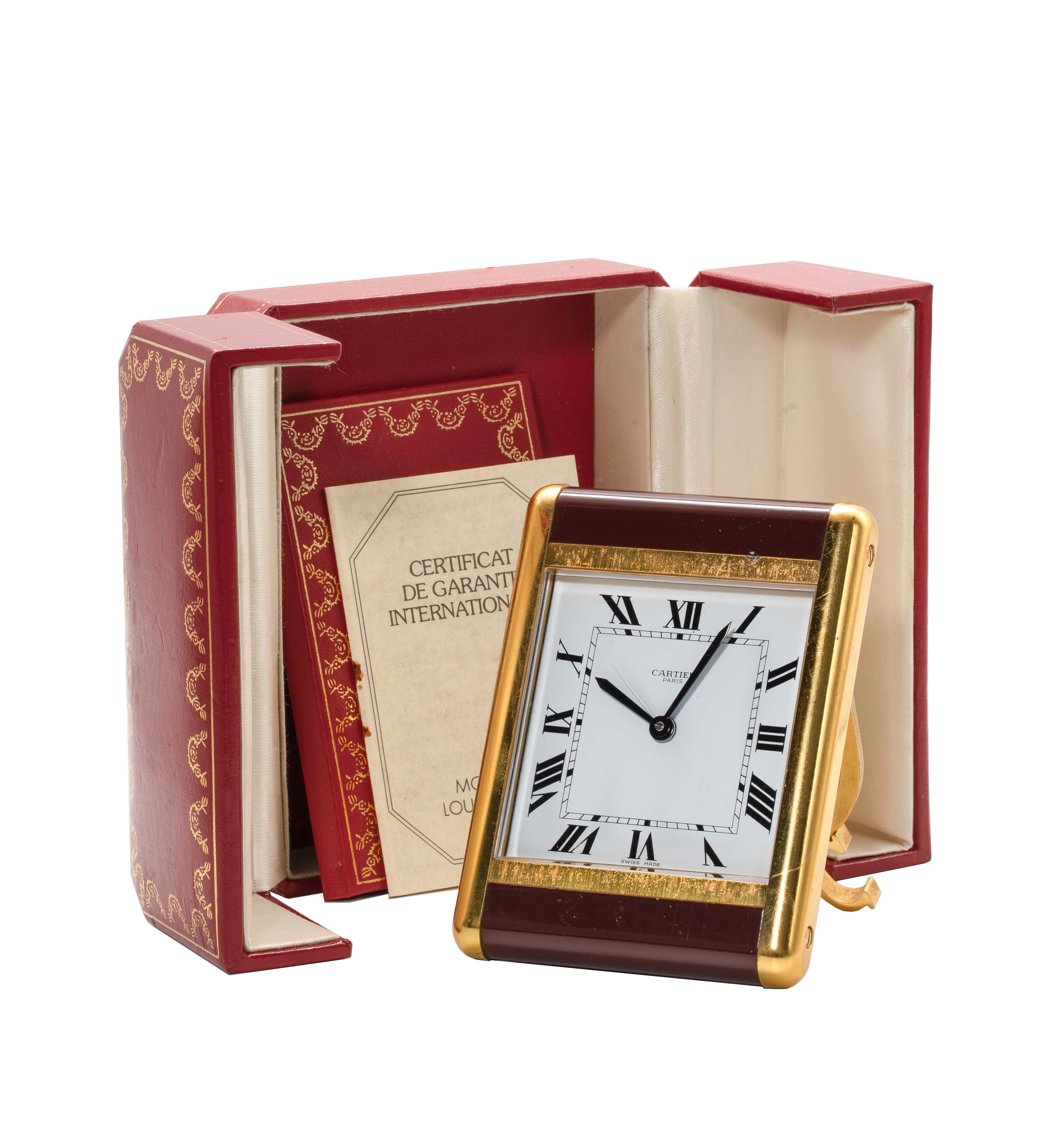 Cartier Tank Desk Clock 7505 Fullset Cartier Paris Box+Papers