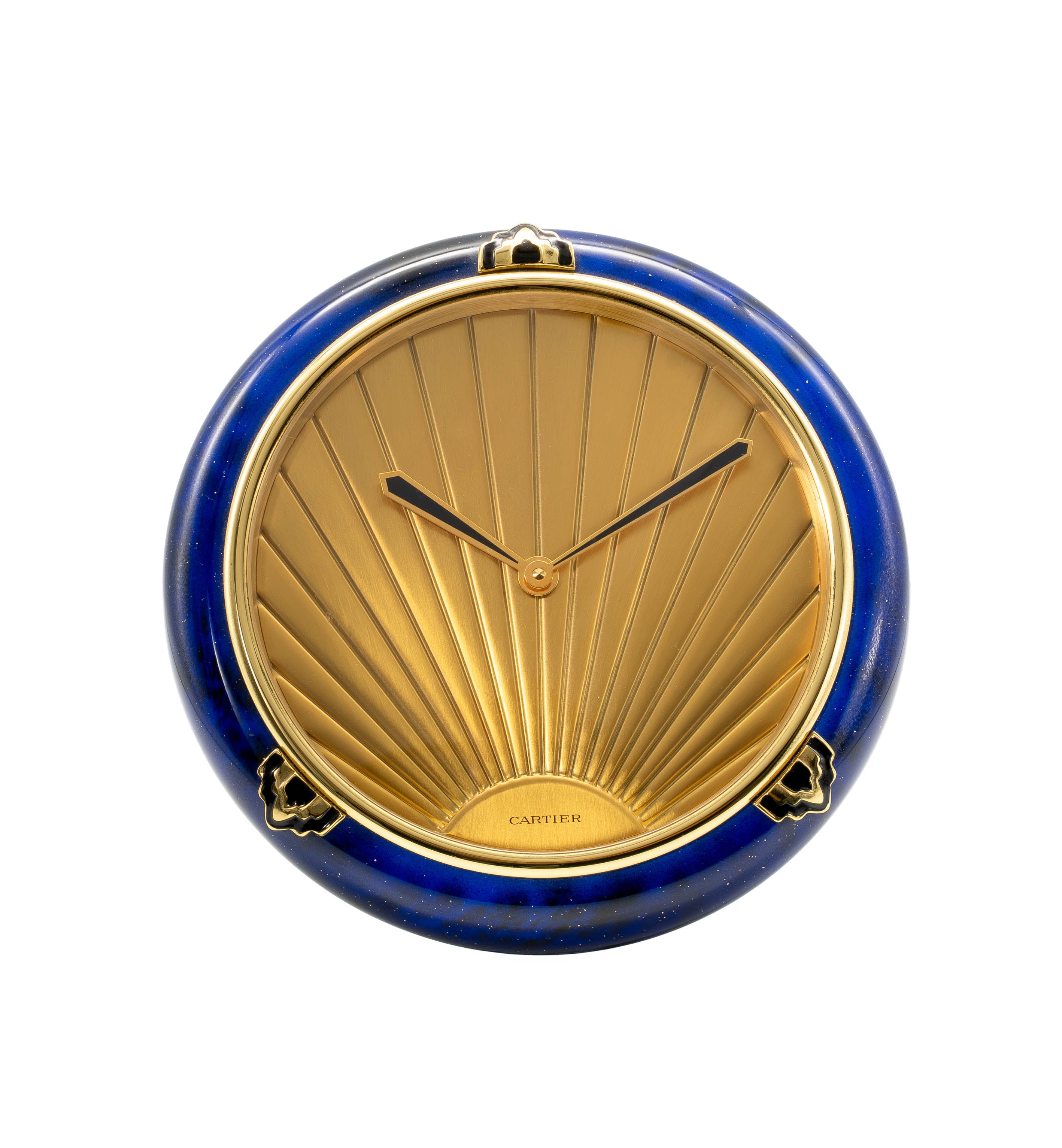 Cartier Must De Cartier Gilt And Blue Lacquer Desk Clock
