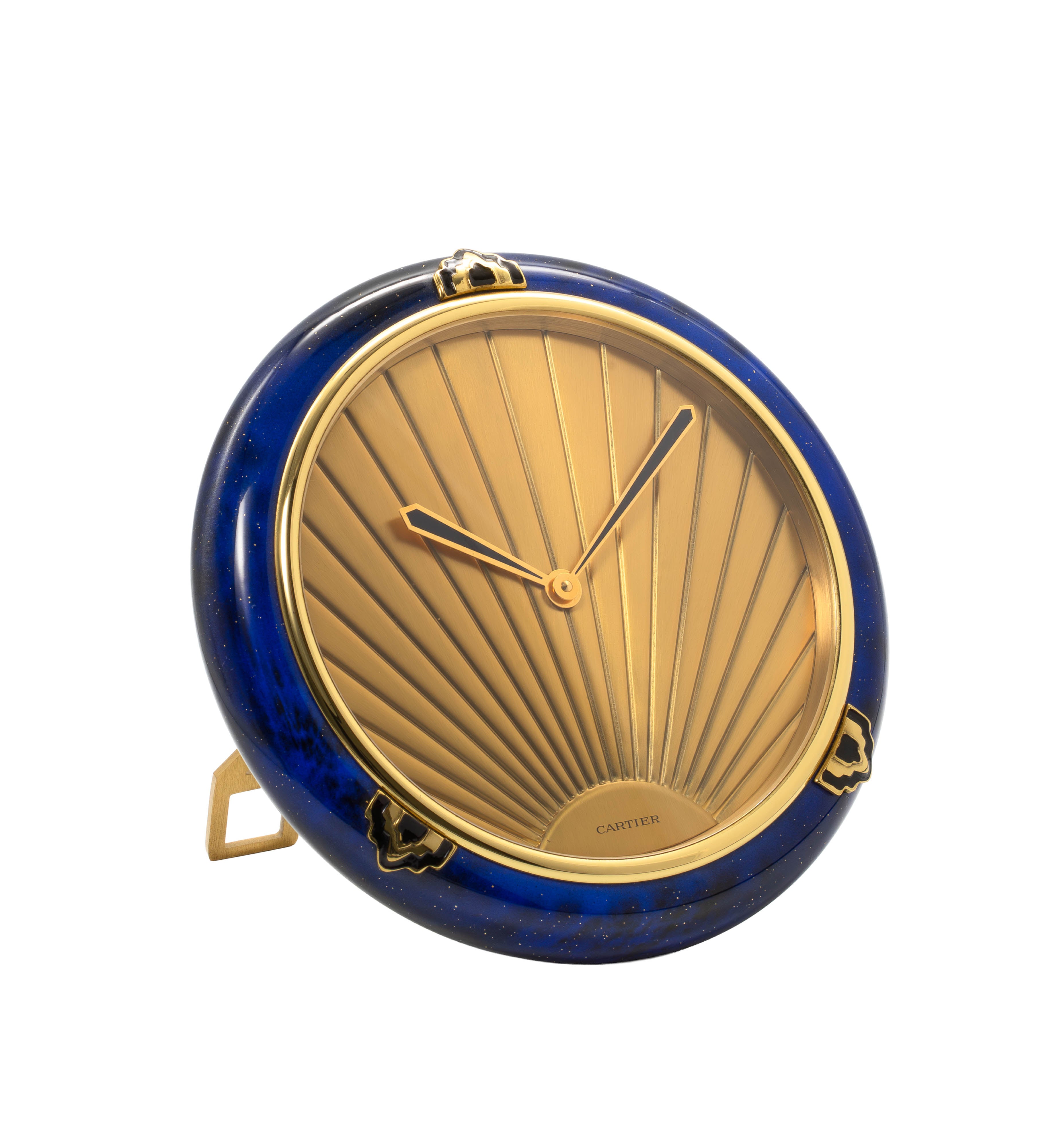 Cartier Must De Cartier Gilt And Blue Lacquer Desk Clock